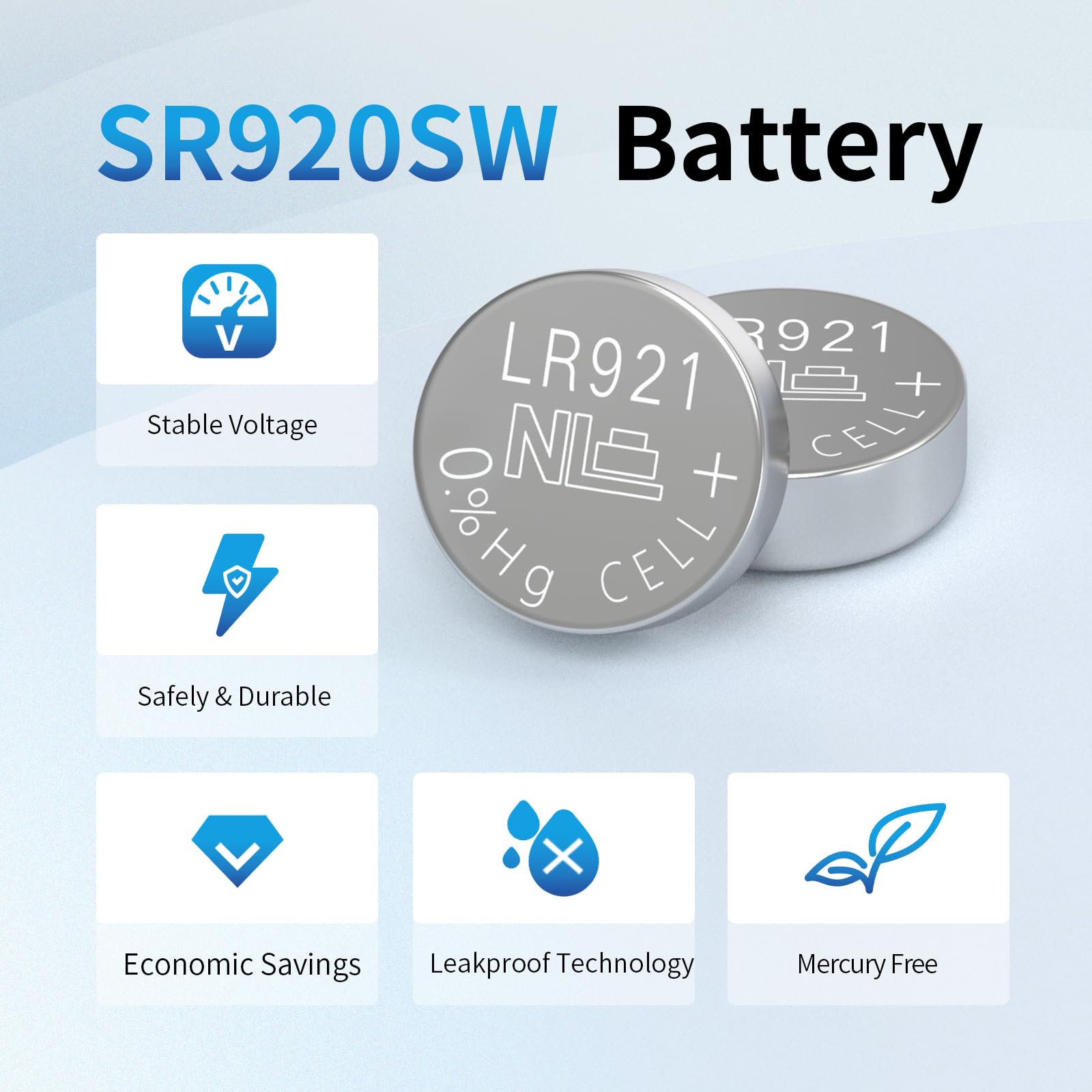 SR920SW 371 370 AG6 - Batterie a bottone da 1,5 V, a lunga durata e a prova di perdite, confezione da 10