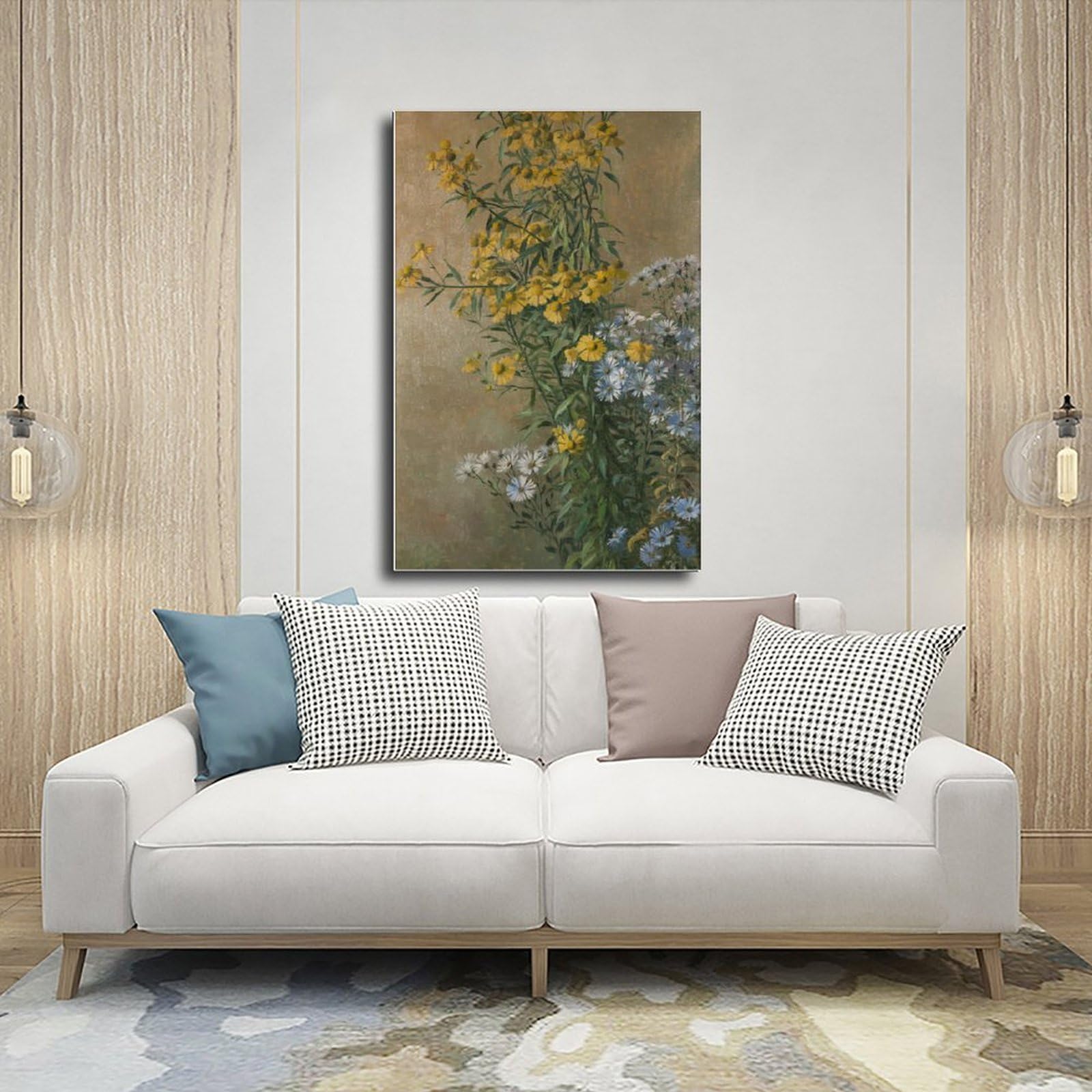 YRVSHC Poster su tela con fiori autunnali, girasoli e astri, per ufficio, decorazione regalo