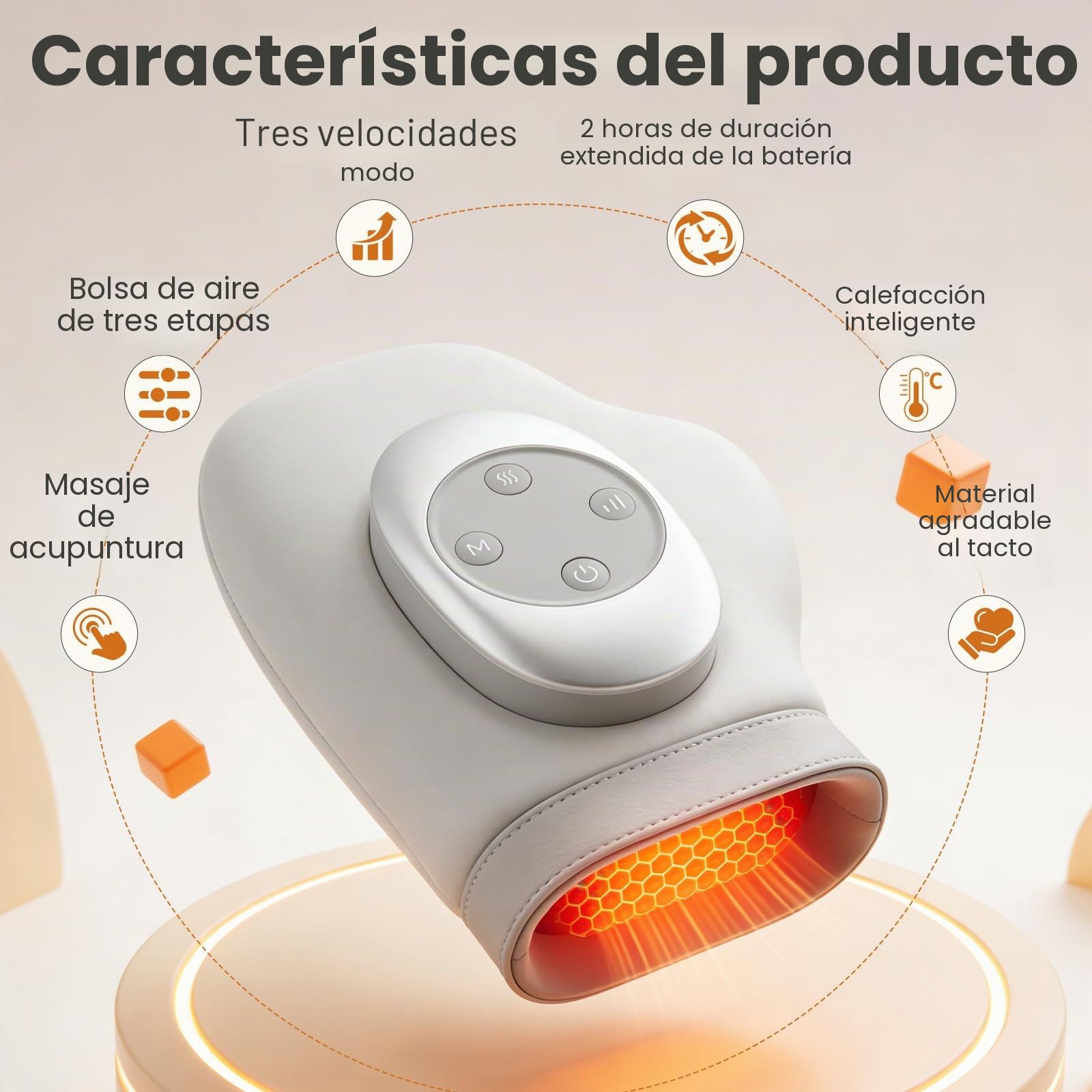 Masajeador de mano con calor y compresión, masajeador eléctrico para artritis y síndrome del túnel carpiano, alivio del dolor en manos y muñecas, relajación en casa/oficina