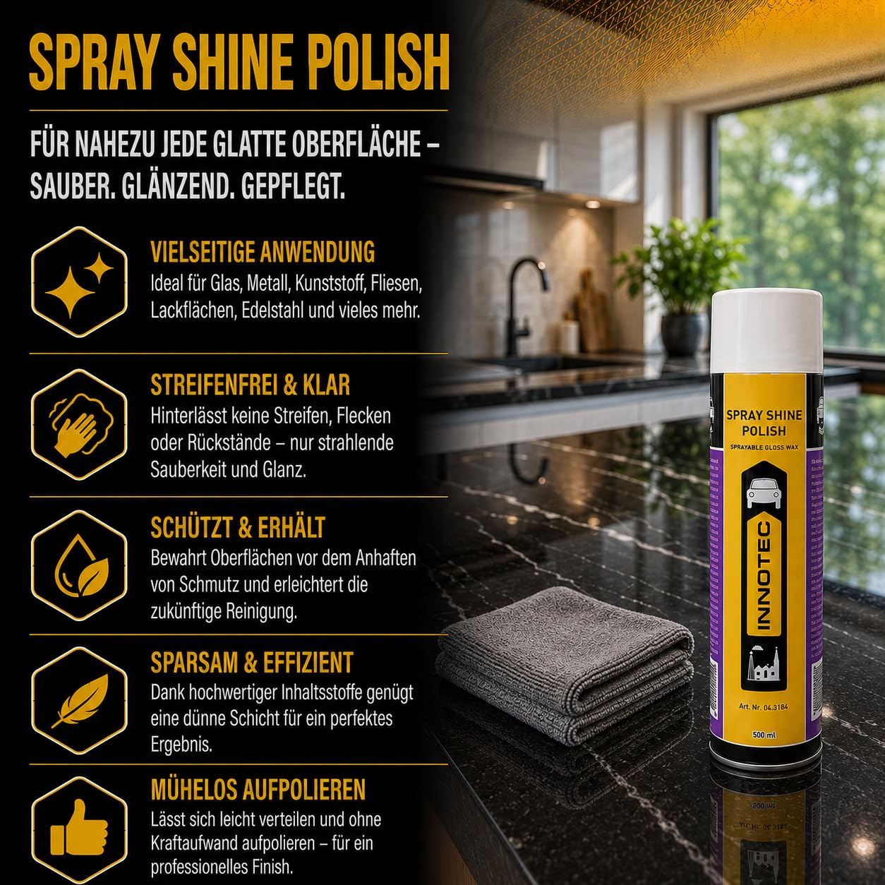 2 Stück Innotec Spray Shine Polish hochwertige Sprühpolitur - schnelles und müheloses Versiegeln von Lack- und Kunststoff-Flächen - für alle glatten und/oder lackierten Oberflächen