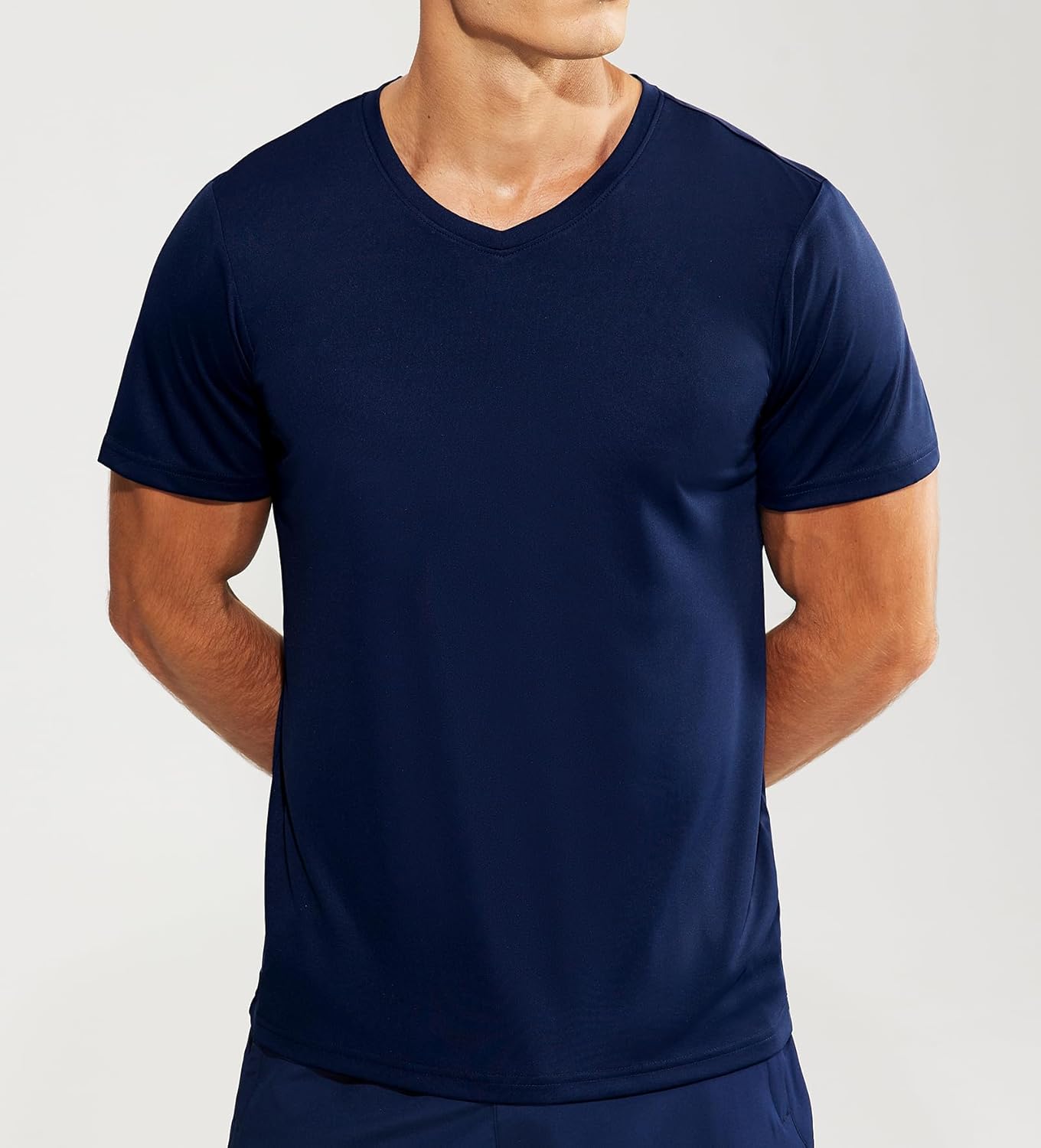 Haimont Men's V Neck Athletic T Shirts Lightweight Gym Workout Running Short Sleeve Tee Shirts Moisture Wicking UV Protection