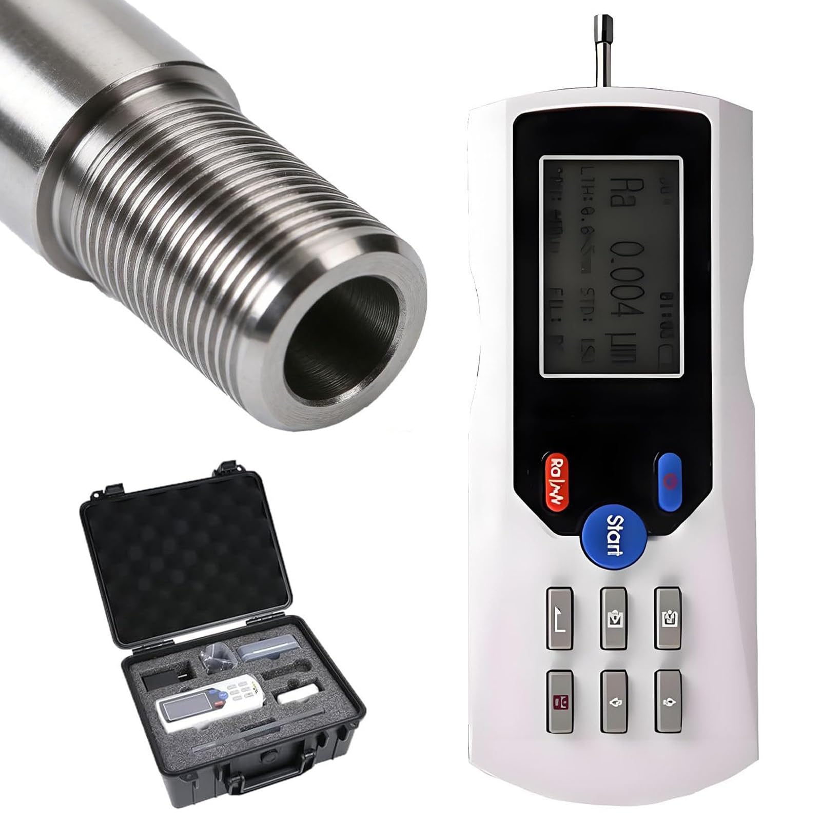 Rugosimètre numérique Portable avec écran LCD, rugosimètre métaux, Plage de Mesure ra : 0,025 µm à 12,5 µm, précision de Mesure : 0,001 µm, Rechargeable. White