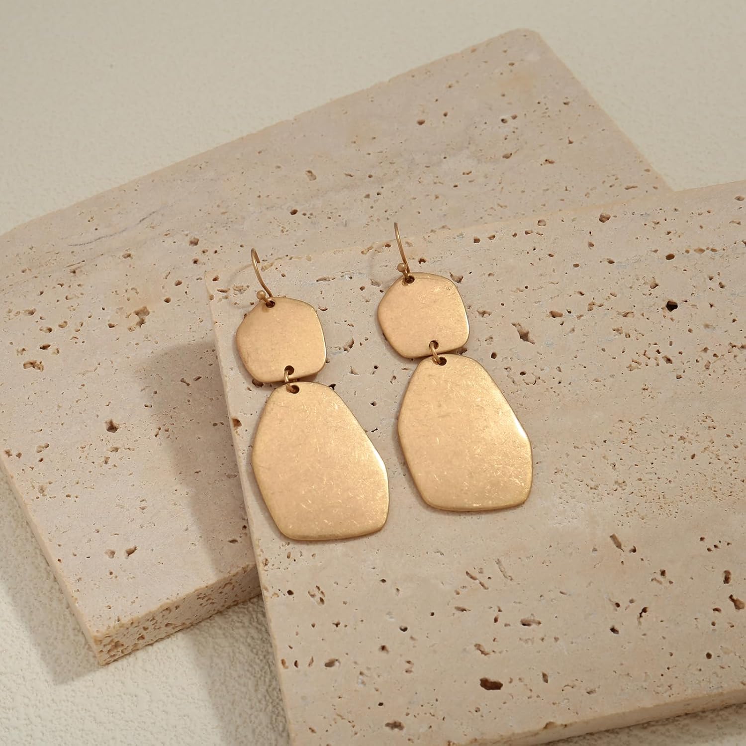 Gold Dangle Earrings for Women Trendy Vintage Gold Chunky Geometric Drop Hypoallergenic Statement Earrings for Vacation - Image 4