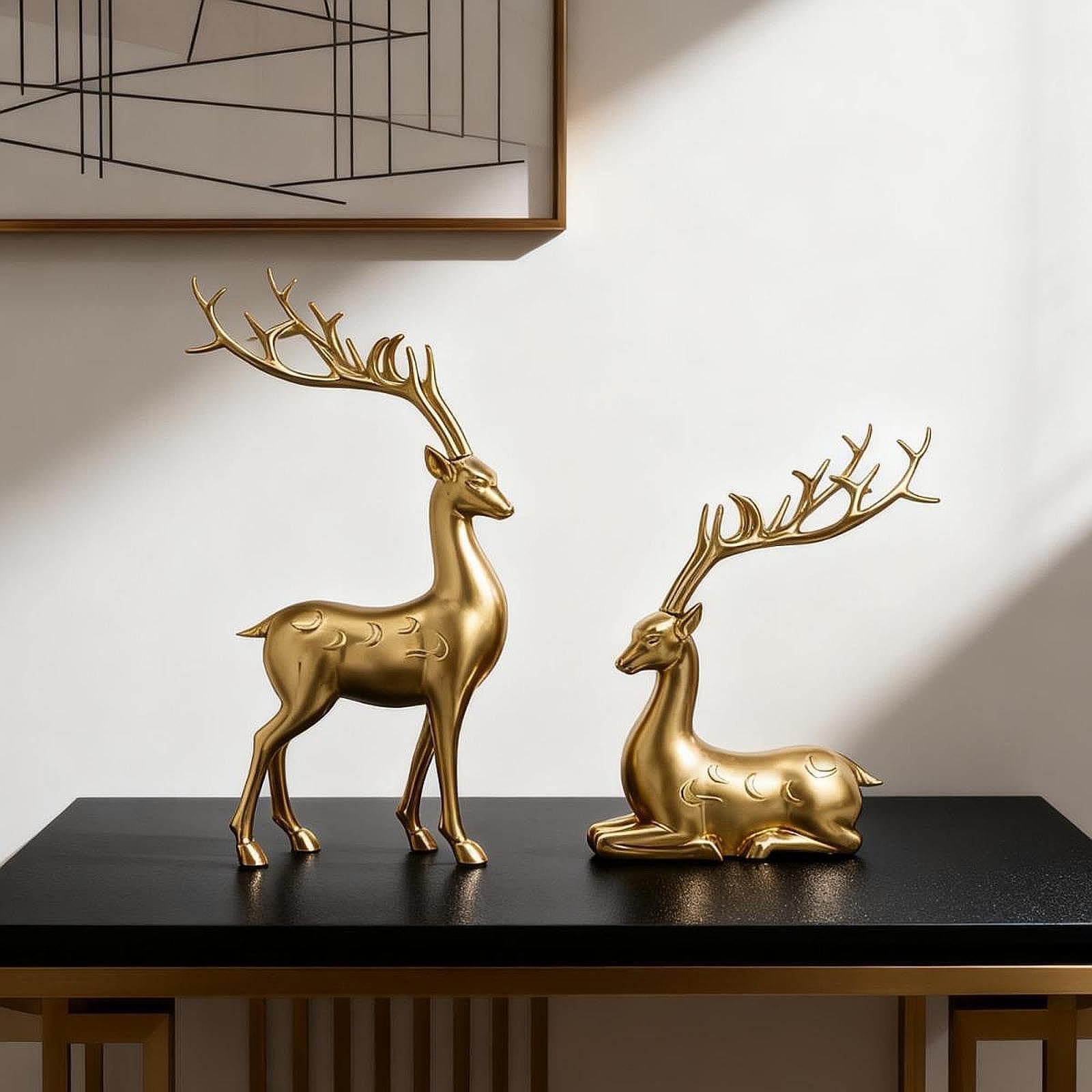 Figuras De Reno En Resina para Estante Mesa Oficina