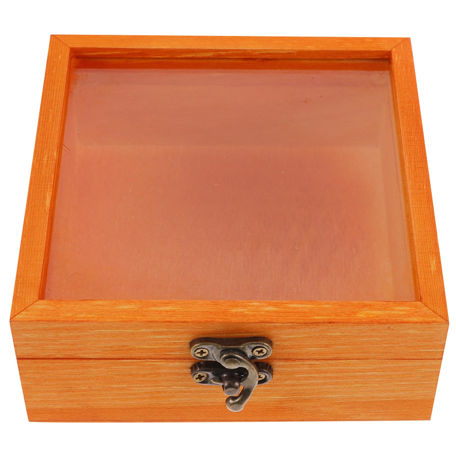 CabilockCabilock Wooden Specimen Box Wooden Glass Display Box Retro Style Jewelry Necklace Ring Wrapping Box with Glass Clear Window Wooden Coin Display Case for Home Shop Countertop Showcase