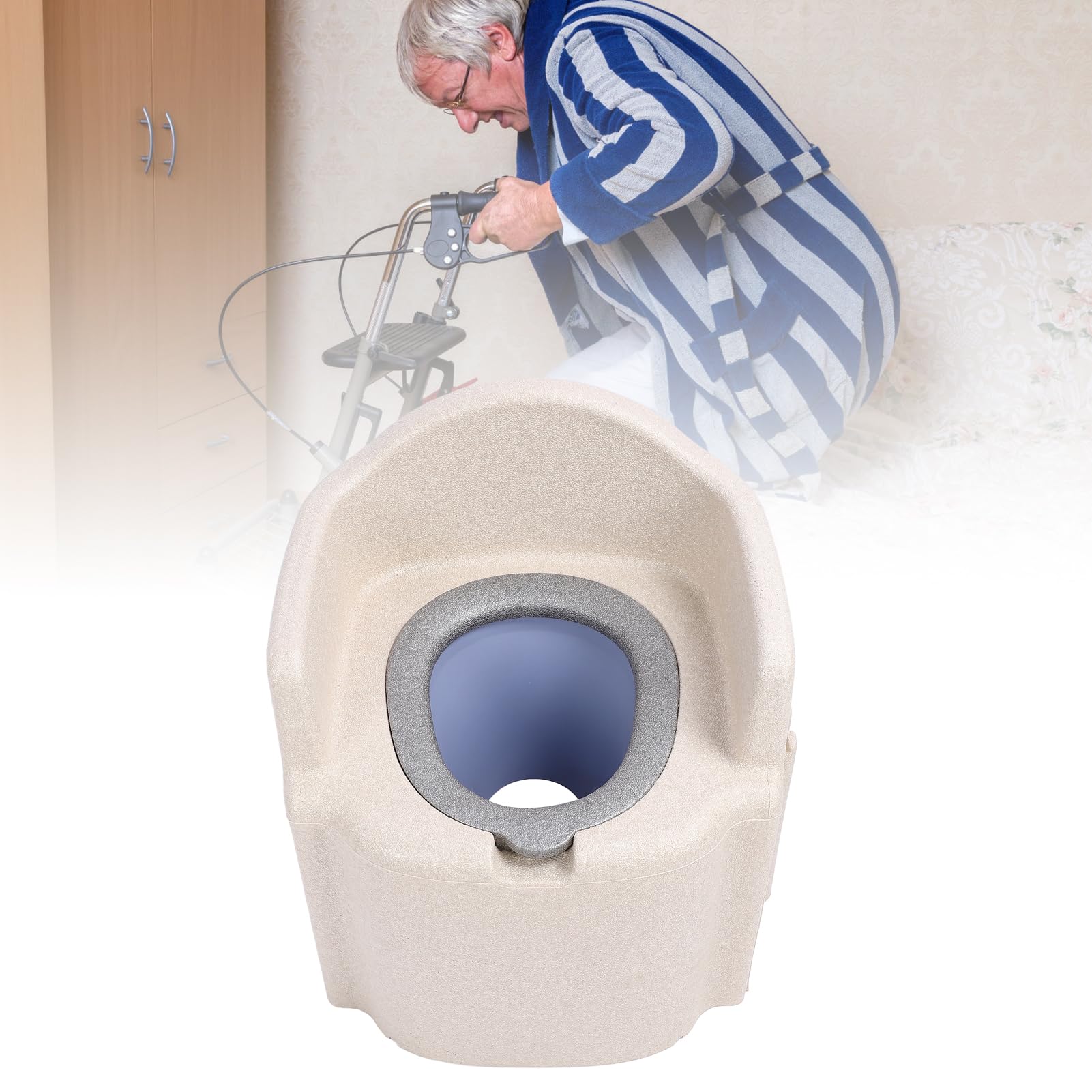 Commode Toilet Chair Hollow Bucket Soft Cushion Non Slip EPP Potty Shower Chair Beige for Seniors Pregnant Women Potty Chair for Adults Commode Chair Adult Commode Portable Commode