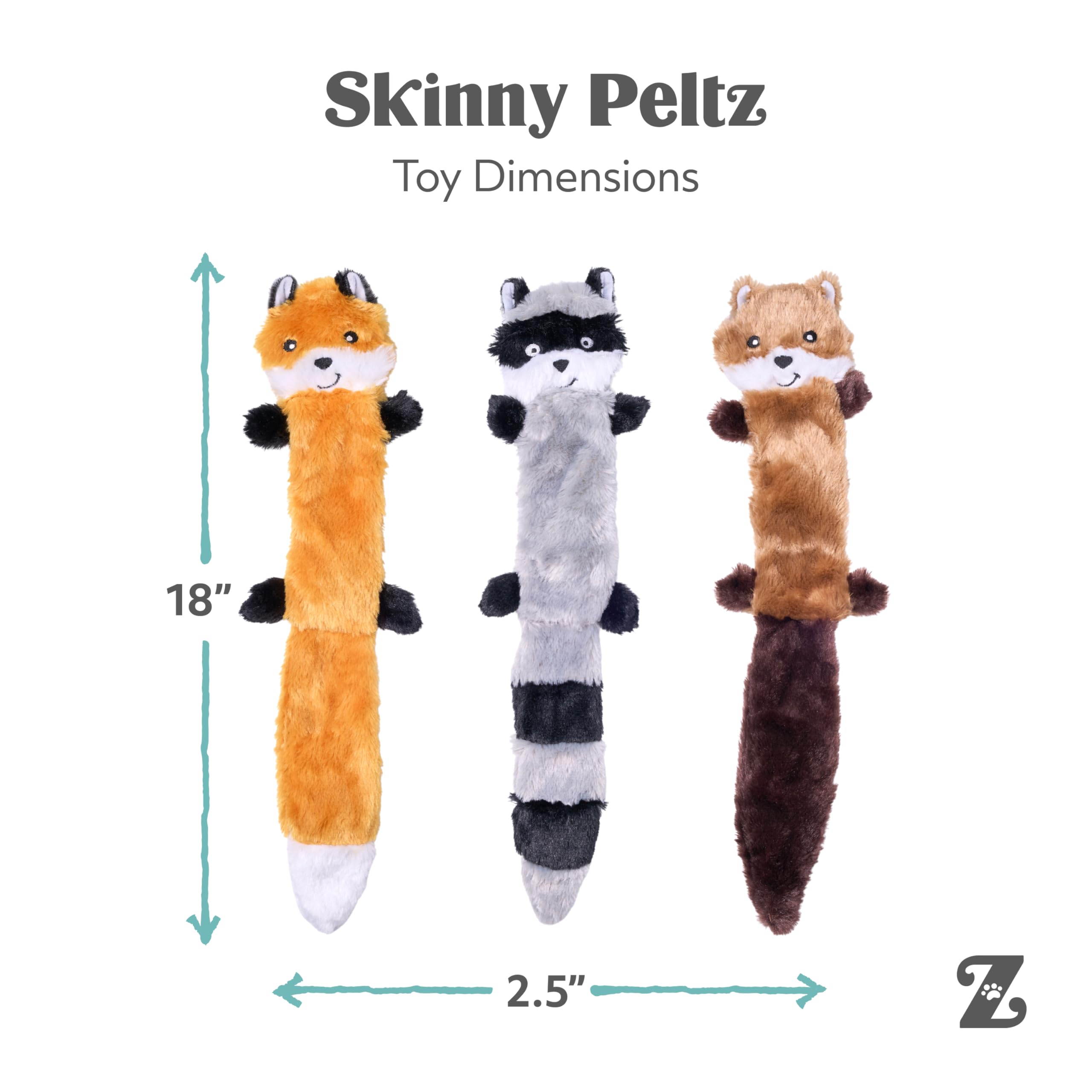 Amazon.com: ZippyPaws Skinny Peltz - No Stuffing Dog Toy Pack to