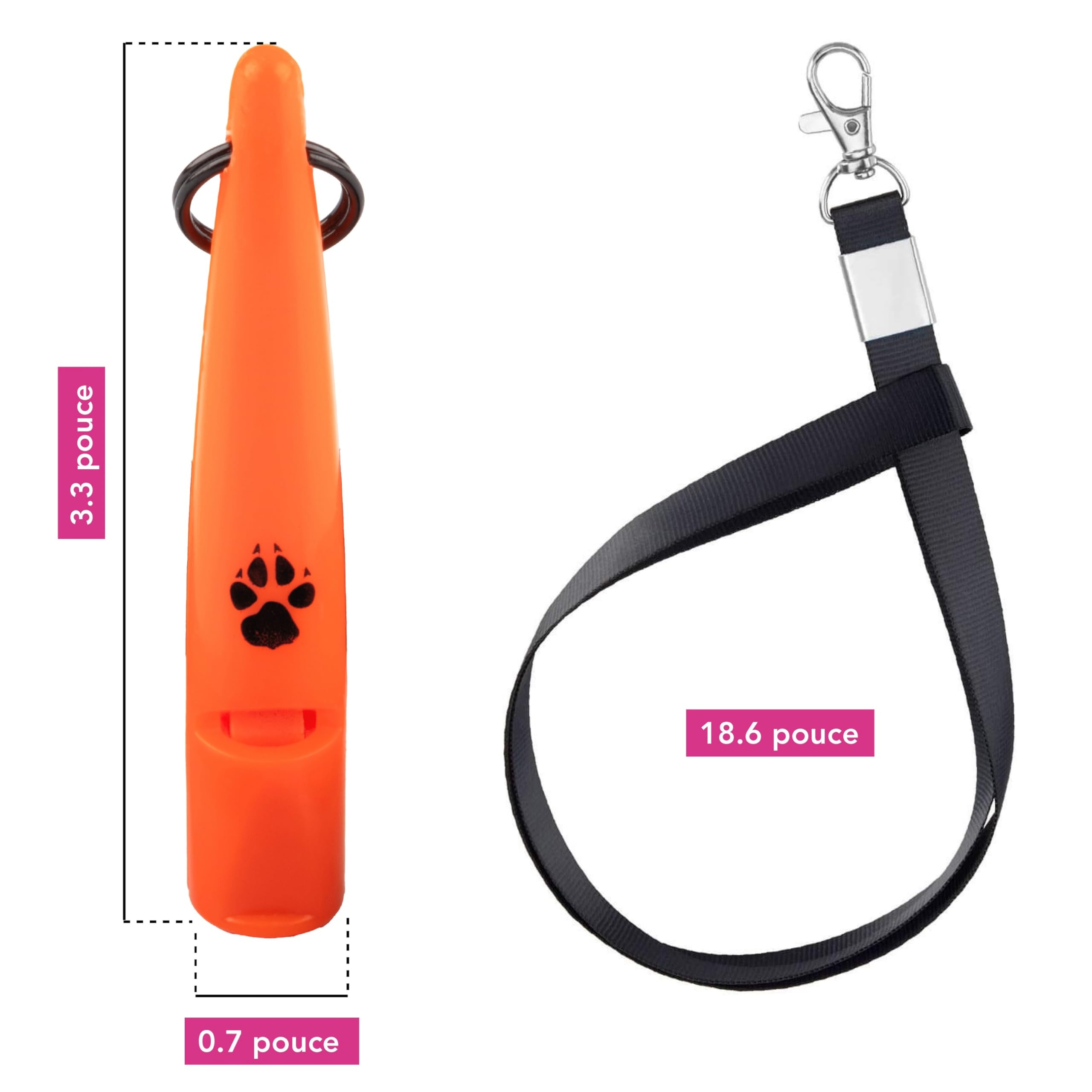 Sifflet d'entraînement pour chiens de chasse TDL avec lanière - Sifflet pour chien avec un ton fort et solide et un son à longue portée - Sifflet de rappel pour chien haute fréquence idéal pour la