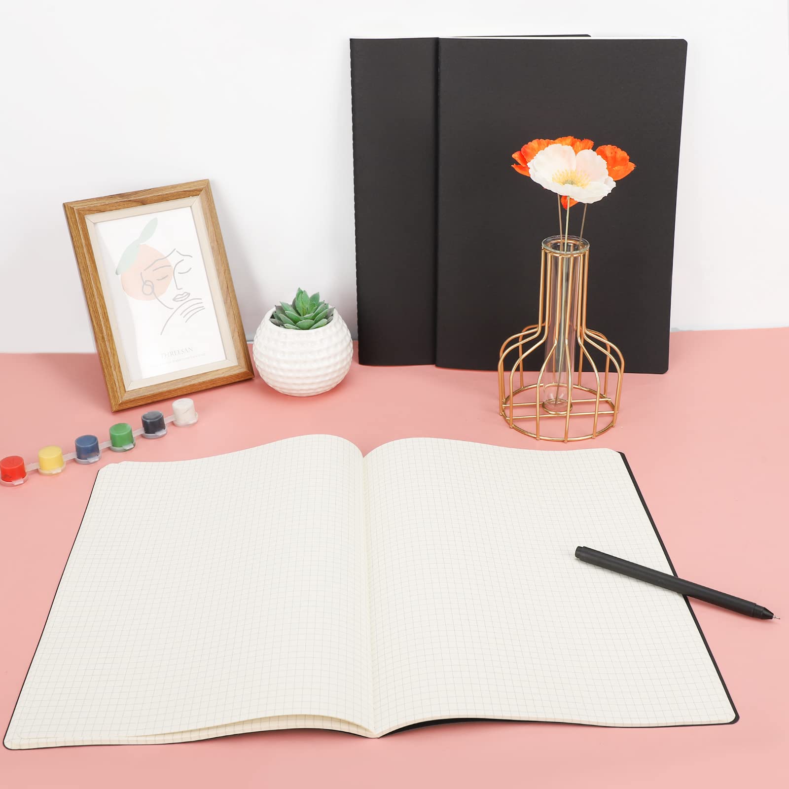 Notizheft A4 Kariert Schwarz 3PCS + Notebook Dotted Dunkelgrün 6PCS