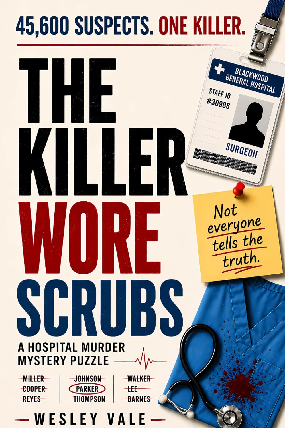 The Killer Wore Scrubs: The Hospital Murder Mystery Puzzle — 45,600 Suspects. 20 Clues. One Killer.
