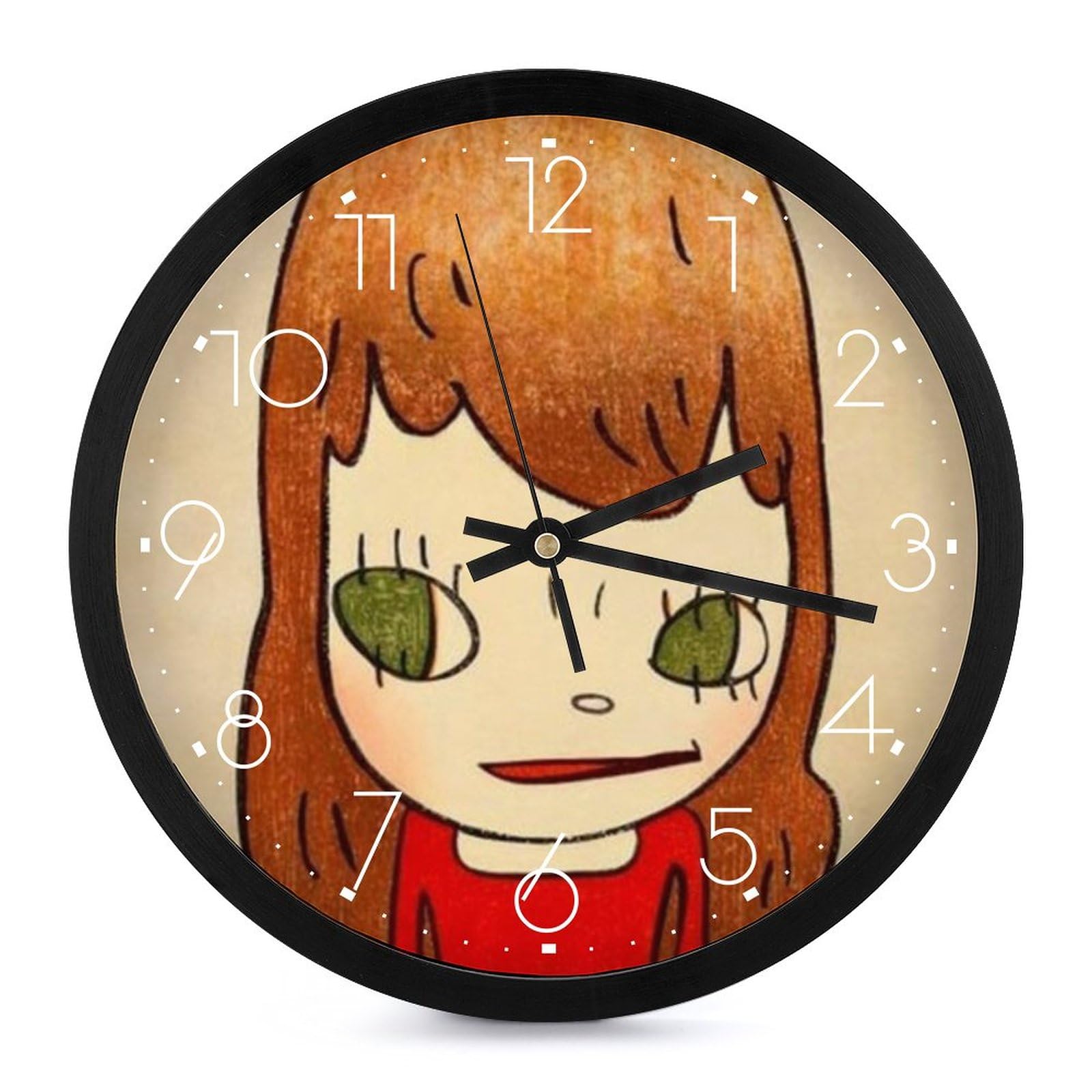 Amazon.co.jp: なら よしとも 奈良美智 掛け時計 電波時計 夜間秒針