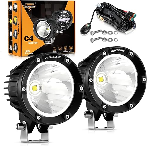 2 unidades de luces LED redondas de 4 pulgadas de haz auxiliar luces redondas todoterreno de 72 W barra de luz de conducción luz antiniebla redonda