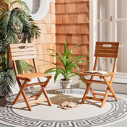 Miniatura 4 de SAFAVIEH Outdoor Collection Blison - Sillas plegables (2 unidades), color marrón natural