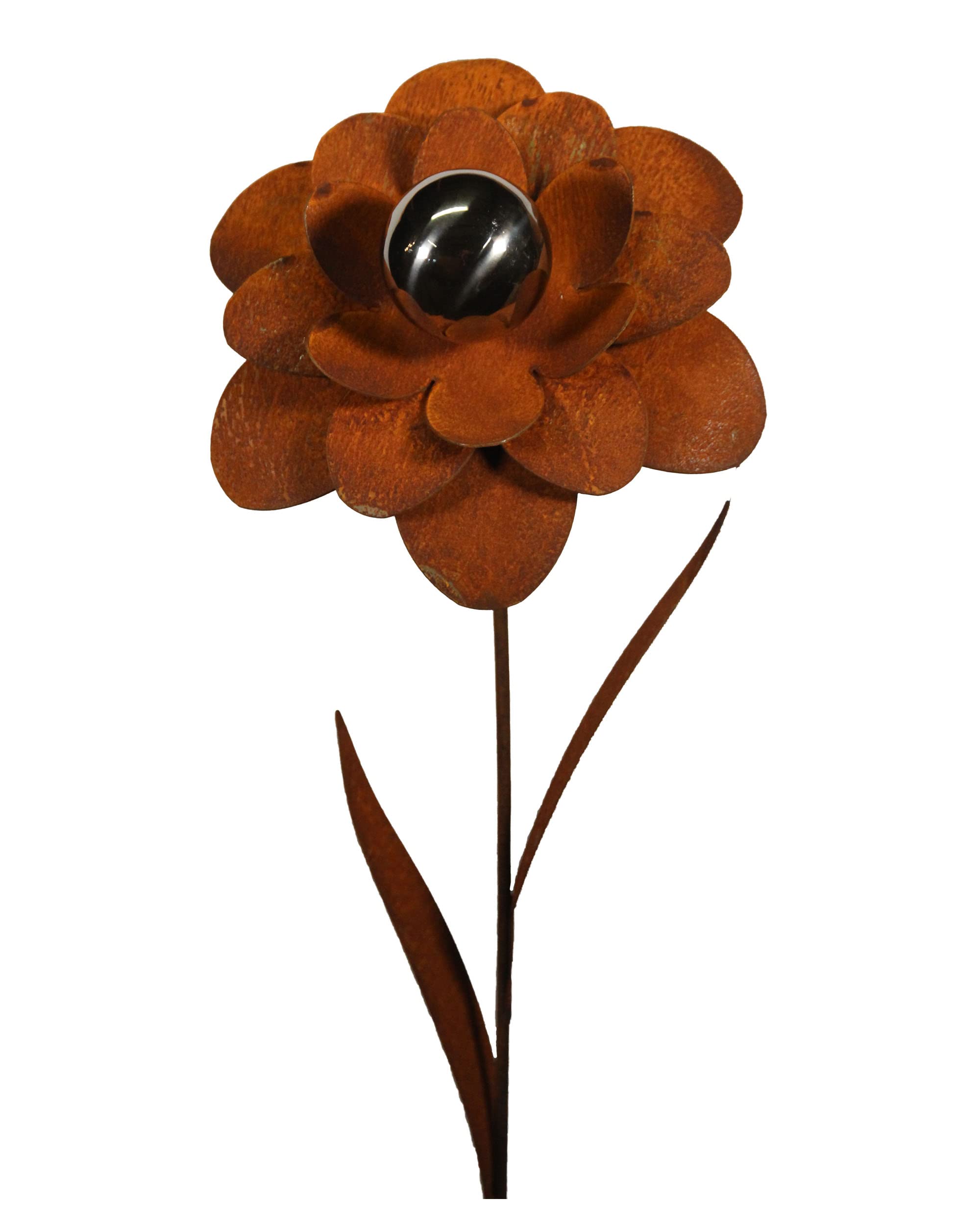 Bornhöft Tuinsteker, bloem, metaal, tuindecoratie, roestpatina, roestige bloemsteker, 110 cm, decoratief roestfiguur voor de tuin met roestvrijstalen bol (roestbloem B