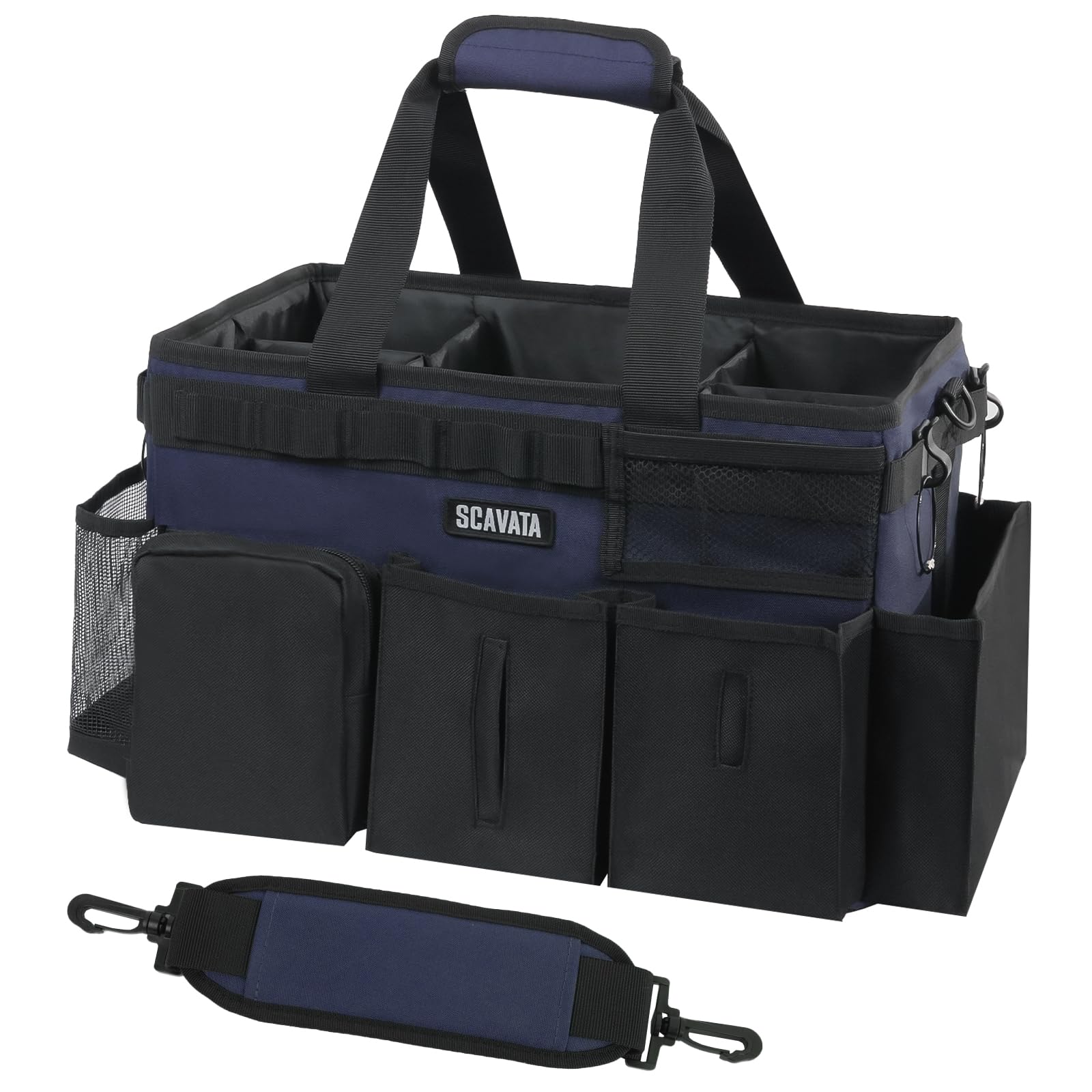 SCAVATA Wearable Cleaning Caddy Bag Cleaning Caddy Supplies Organizer with Handle Shoulder Straps for Housekeepers Under Sink Car