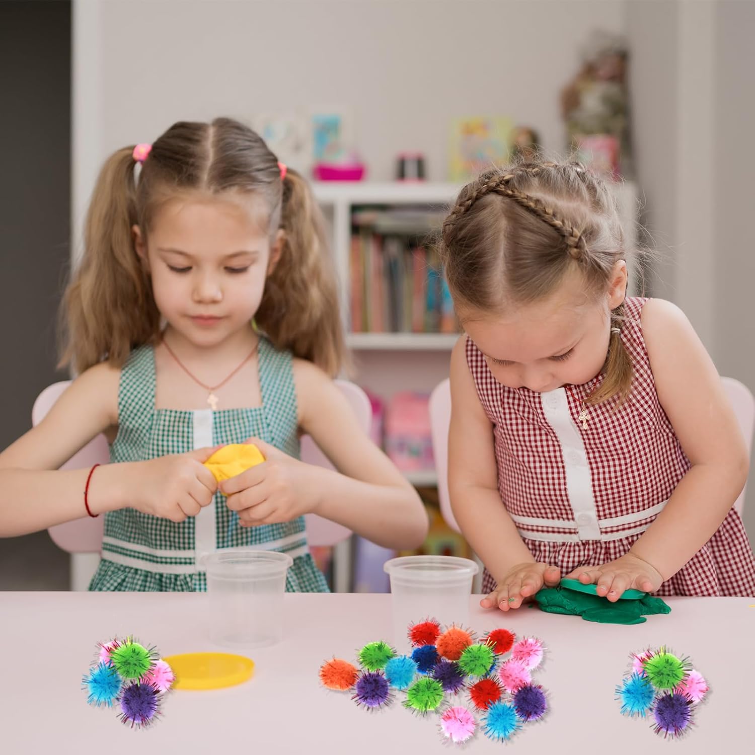 Mabor 200 Pcs Glitter Pom Pom Balls, 0.59 inch Multicolor Assorted Sparkle Glitter Poms Balls for Fluffy Craft Pompoms for Art Crafts, DIY Decorations - Image 3