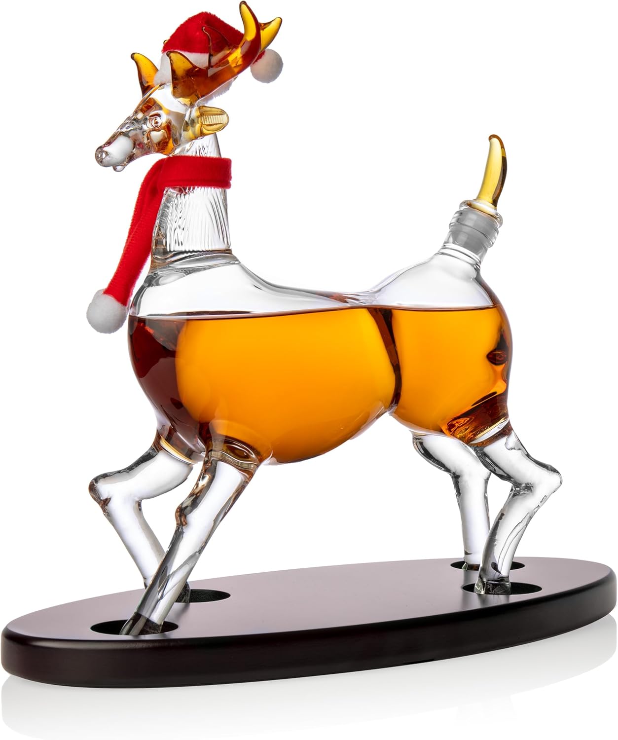 Godinger Reindeer Christmas Decor Santa Whiskey Decanter - Home & Office Gift for Men