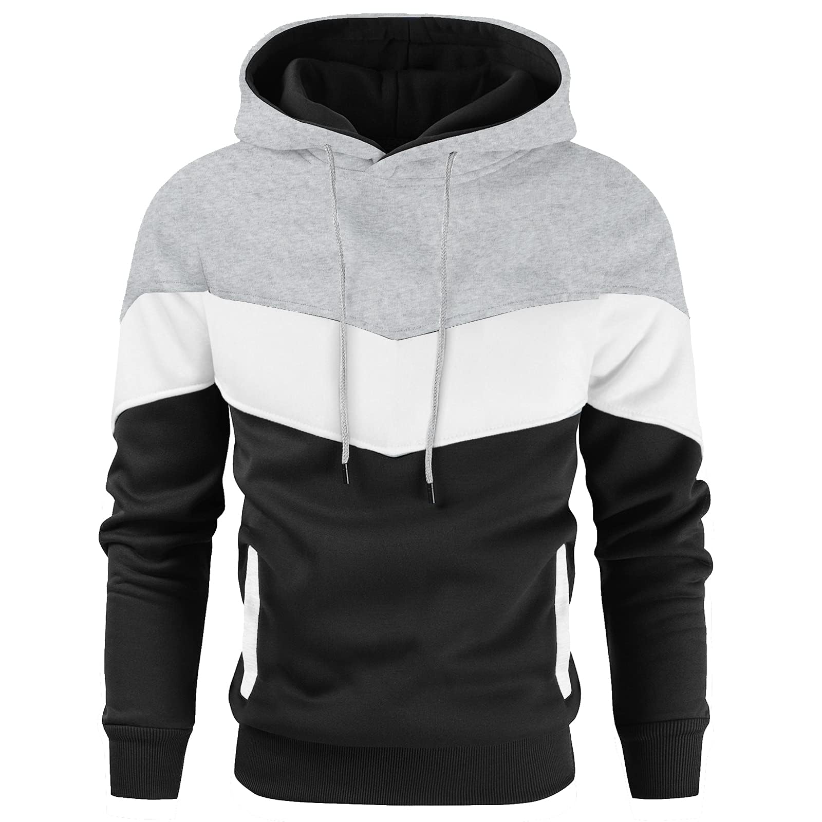 Gesean Mens Novelty Color Block Pullover Fleece Hoodie Long Sleeve Casual Sweatshirt with Pocket