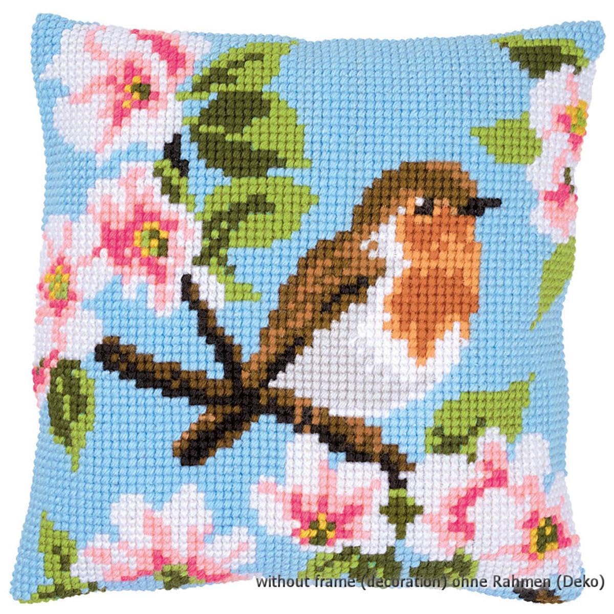 Vervaco PN-0162393 Robin II Printed Cross Cushion Cotton, Multi-Colour, 40 x 40 cm