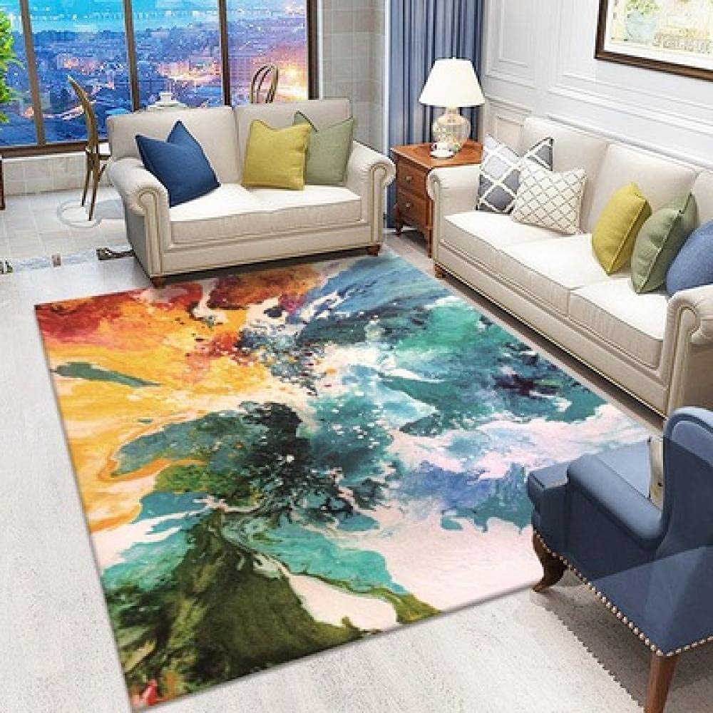 Tapis géométrique coloré encre graffiti doux grand format 160x280cm pour chambre