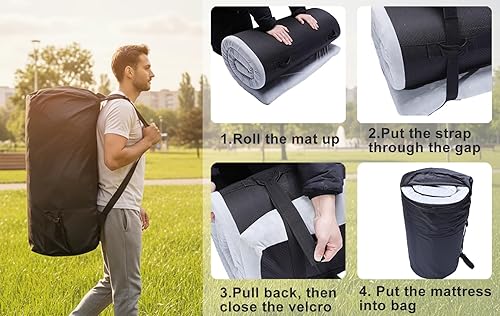 Vista 5 de Colchón de espuma para camping - Tapete enrollable portátil para dormir para coche, tienda de campaña, cuna y suelo - Impermeable, cómodo y compacto