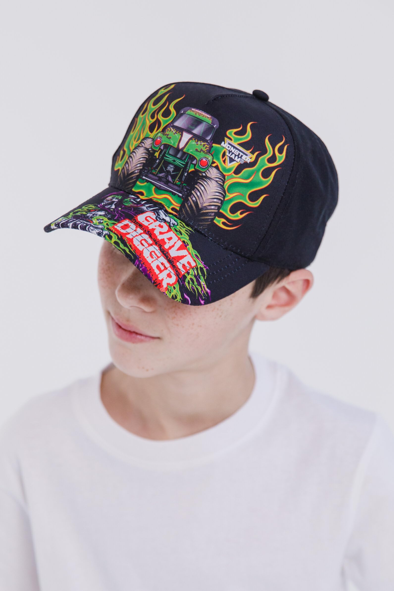 Monster Jam Grave Digger Baseballkappe, Einheitsgröße, verstellbar, Snapback, Basecap, Grab Bagger, Schwarz, OS Kleinkind, Grave Digger, Schwarz, One Size