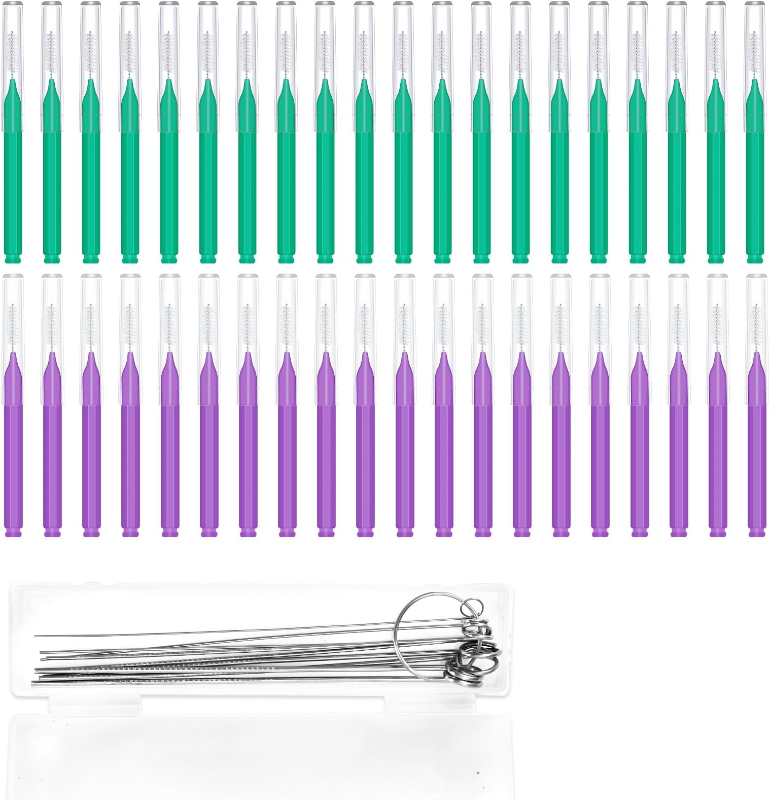 50pcs Shower Head Cleaner Tools, Multi-Size Shower Head Cleaning Brushes Showerhead Cleaner Picks for Anti-Clogging Bathroom Nozzle Small Holes & Tight Gaps(Green, Purple)