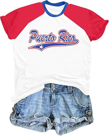 Puerto Rico Shirts for Women Puerto Rico Flag Graphic Shirt Boricua Tees Puerto Rican Pride Short Sleeve Tops