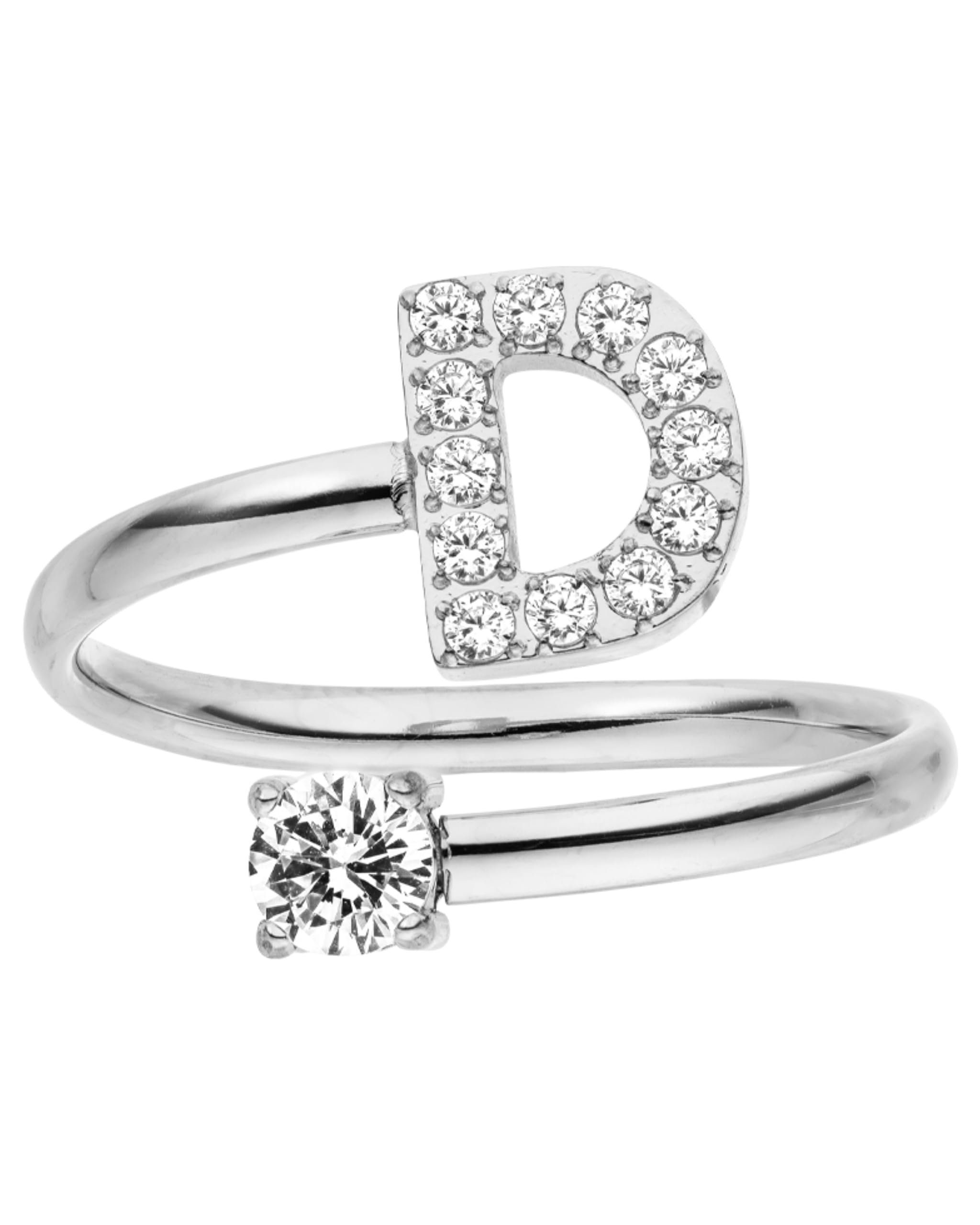 PURELEI Letter Ring in Stainless Steel, Adjustable Sizes 50–60