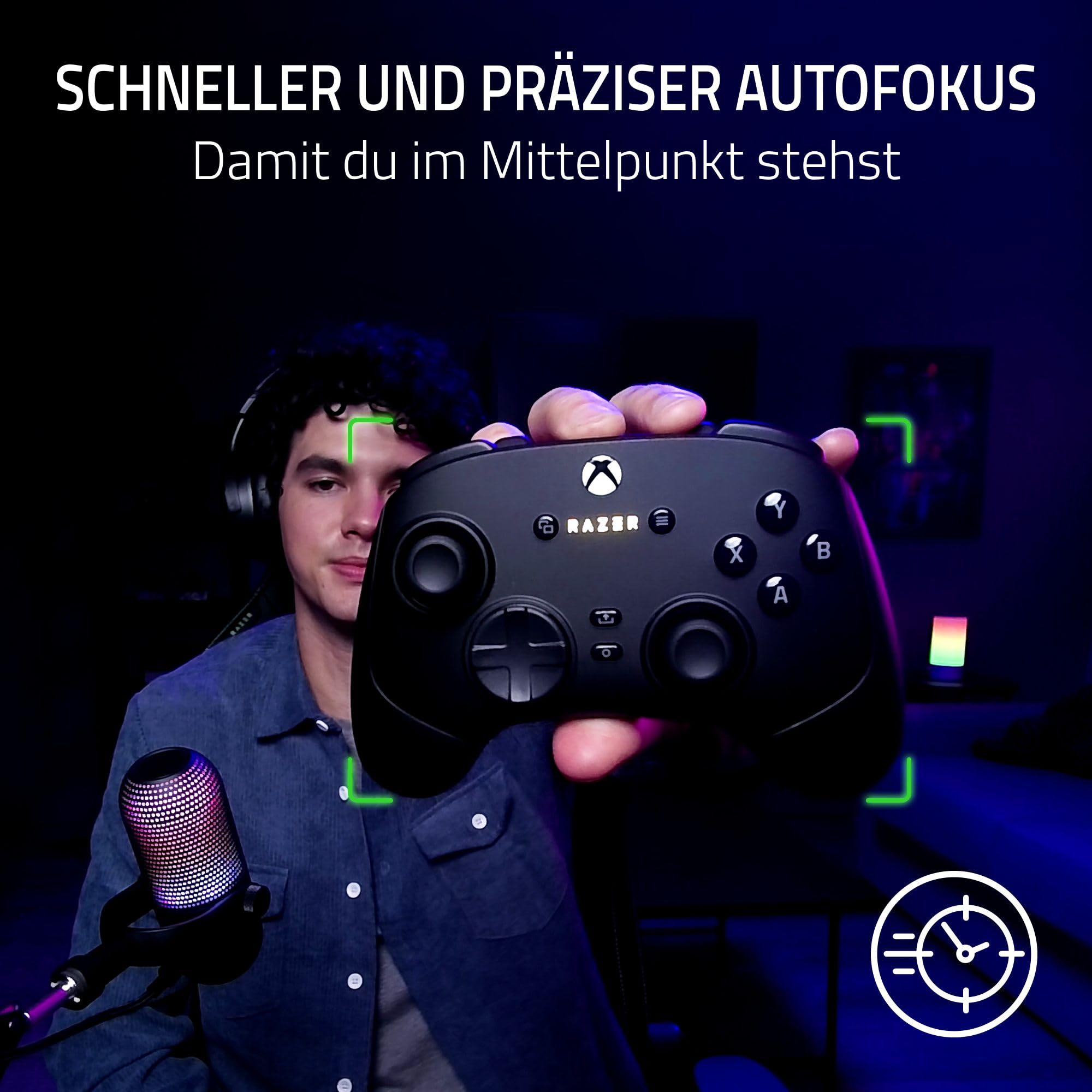 Razer Kiyo V2 X - Full-HD-Webcam 1080p, 60 FPS für Creators - Autofokus - Weitwinkel-Objektiv - Integriertes Mikrofon -Kompatibel zu Open Broadcaster Software OBS und Xsplit | Schwarz