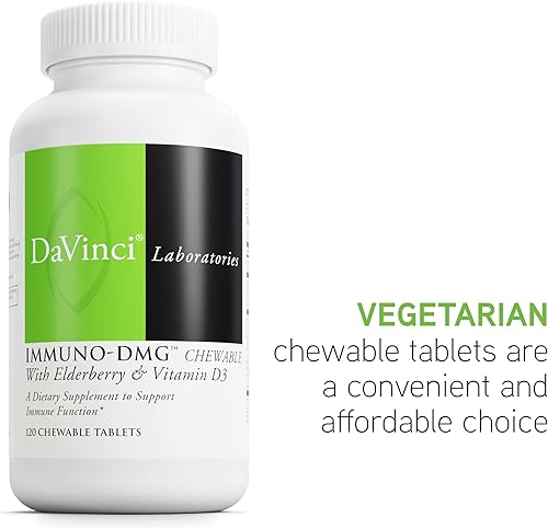Miniatura 5 de DAVINCI Labs Immuni-DMG Masticable con saúco y vitamina D3 - Suplemento dietético para apoyar la salud celular e inmunológica* - con vitamina C, D3,