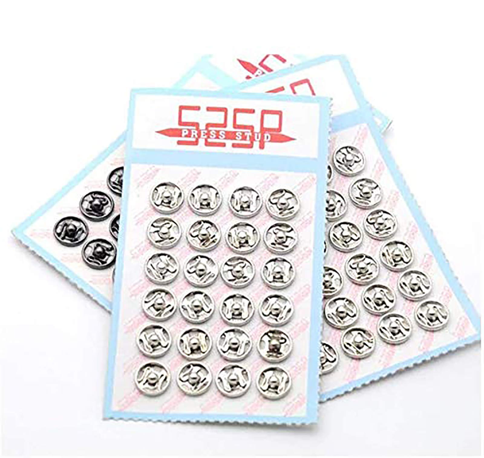 YICBORYICBOR 288sets/lot Sew-on PressSnap Buttons Metal Snap Fastener Buttons Press Button for Sewing Clothing(Silver Nickle, Mixed Sizes)