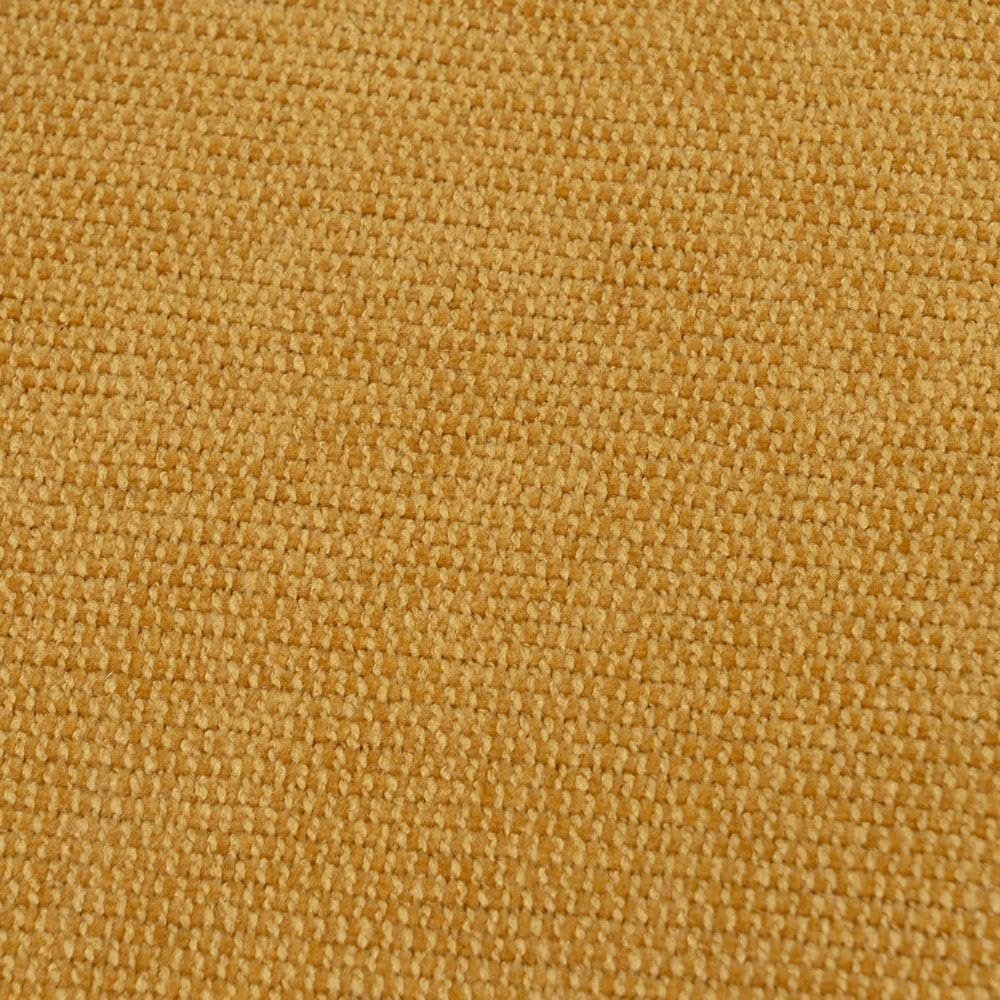 Puff Taburete Redondo tapizado en Chenilla Mostaza con Patas de Madera de 40x45 cm. Úsalo como reposapies o Asiento para tocador. Incluye Patas de Madera de 10 cm. Resiste 100 kg.