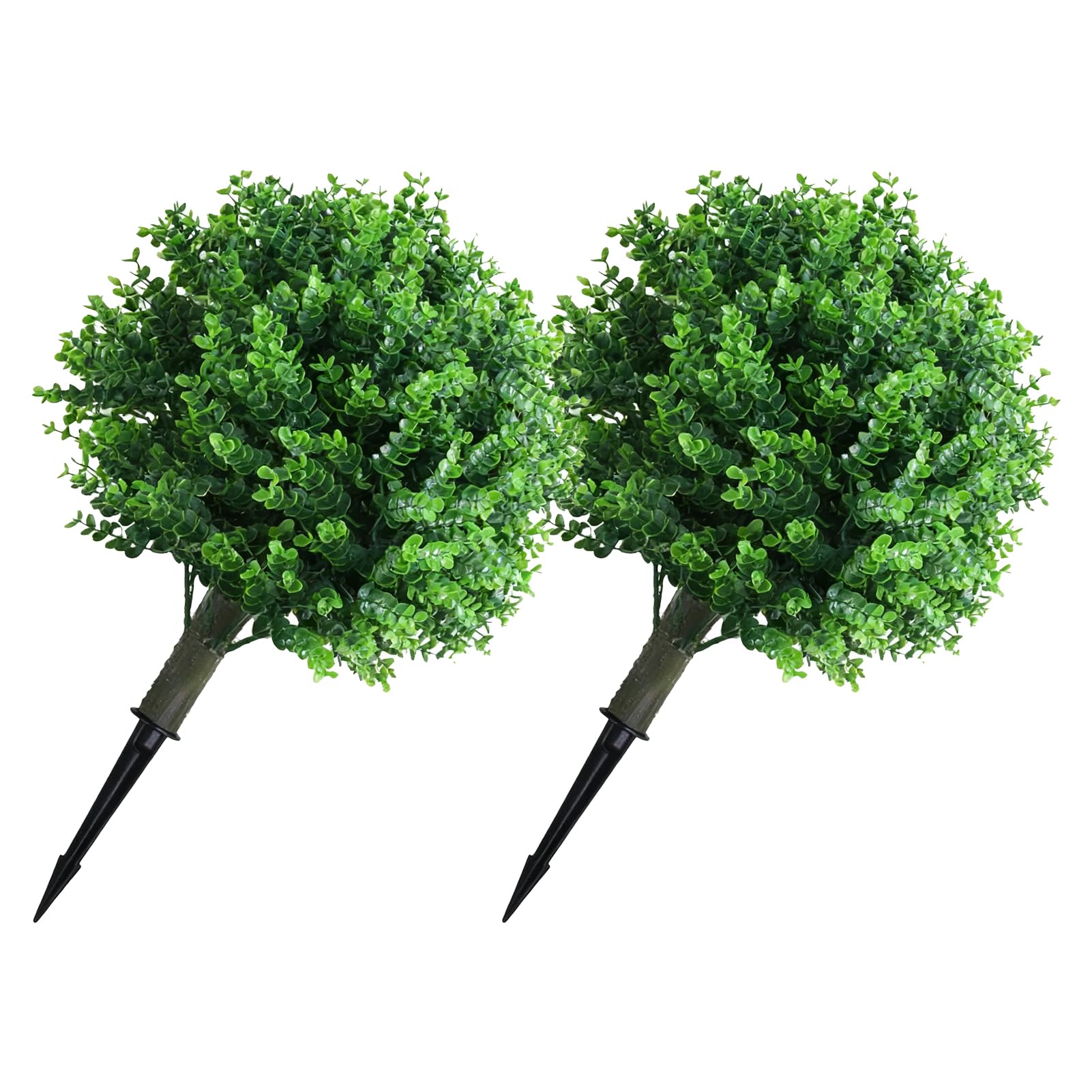 2 Pz Artificiale Eucalipto Topiaria Palla Albero 17,7 Pollici Pianta Finta Finto Verde Arbusto Cespuglio con Picchetto per Giardino Portico Cortile Patio Decor