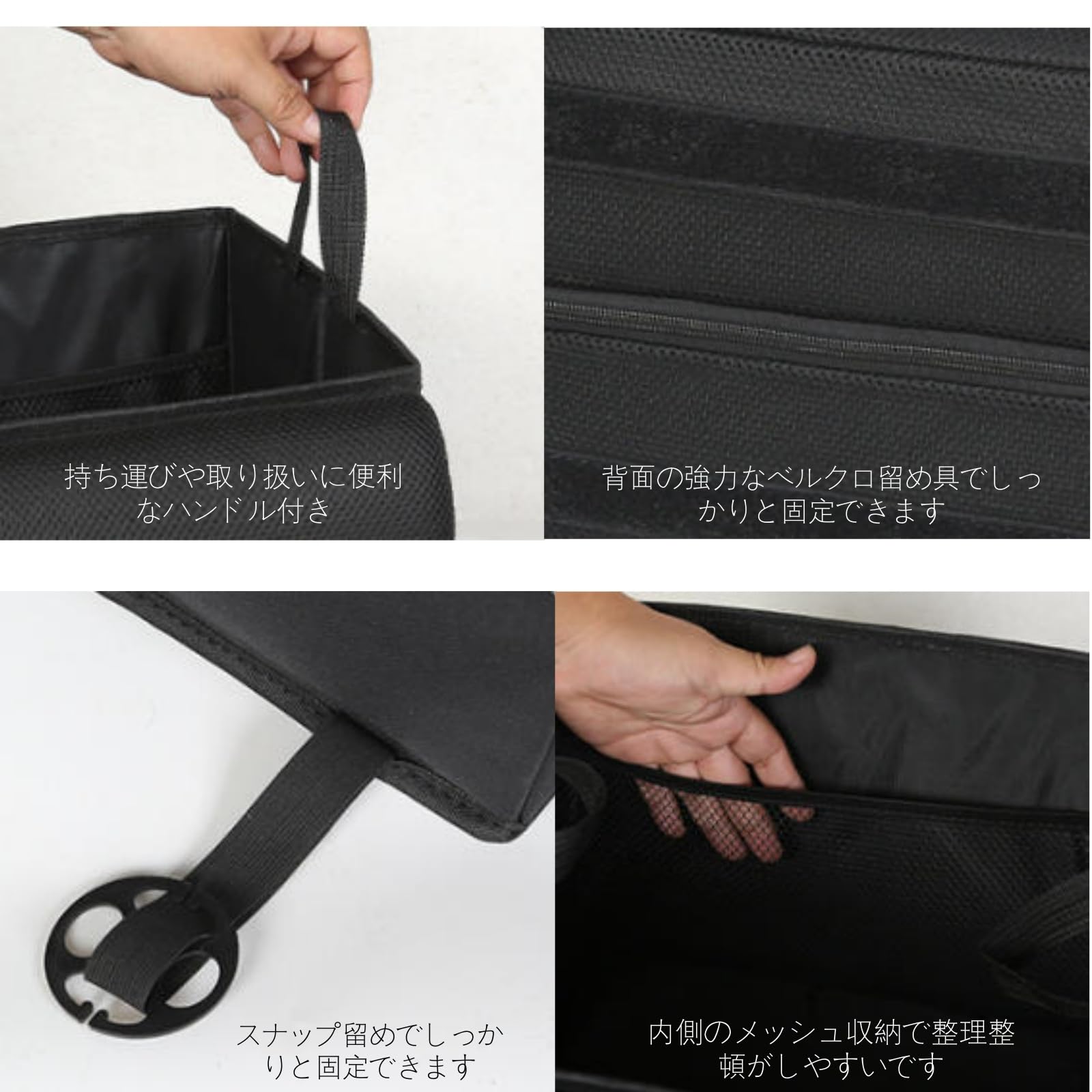 TATACLEA シートボックス 腰 クッション 2 in 1ハンドル付き 助手席 荷物置き 折り畳み 収納 車 収納 車 用 収納ボックス 荷物置き （ブラック）