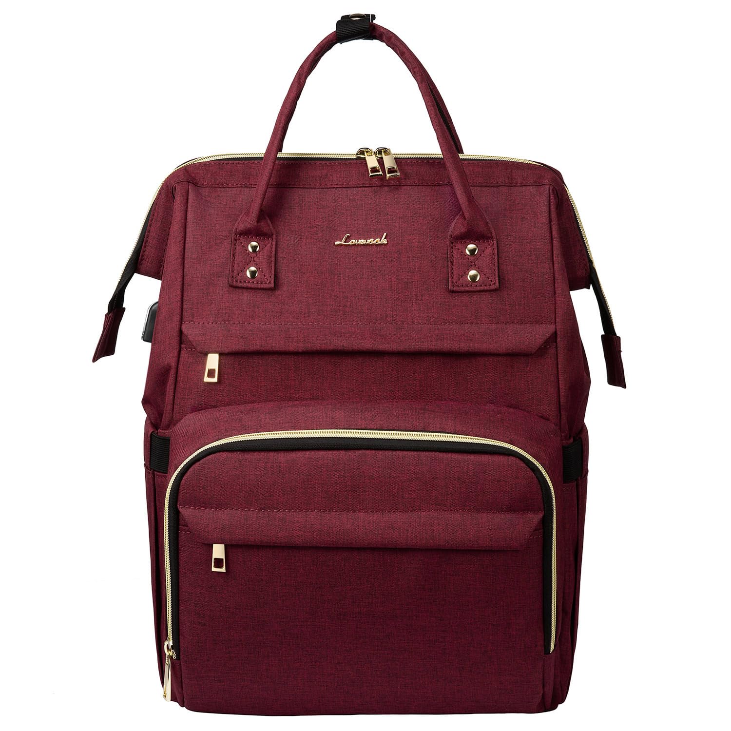 LOVEVOOK Rucksack Damen Schulrucksack, Wasserdicht Laptoprucksack mit Ladeanschluss, Rucksäcke für Uni Schule Business Arbeit Reise, Dunkelgrau