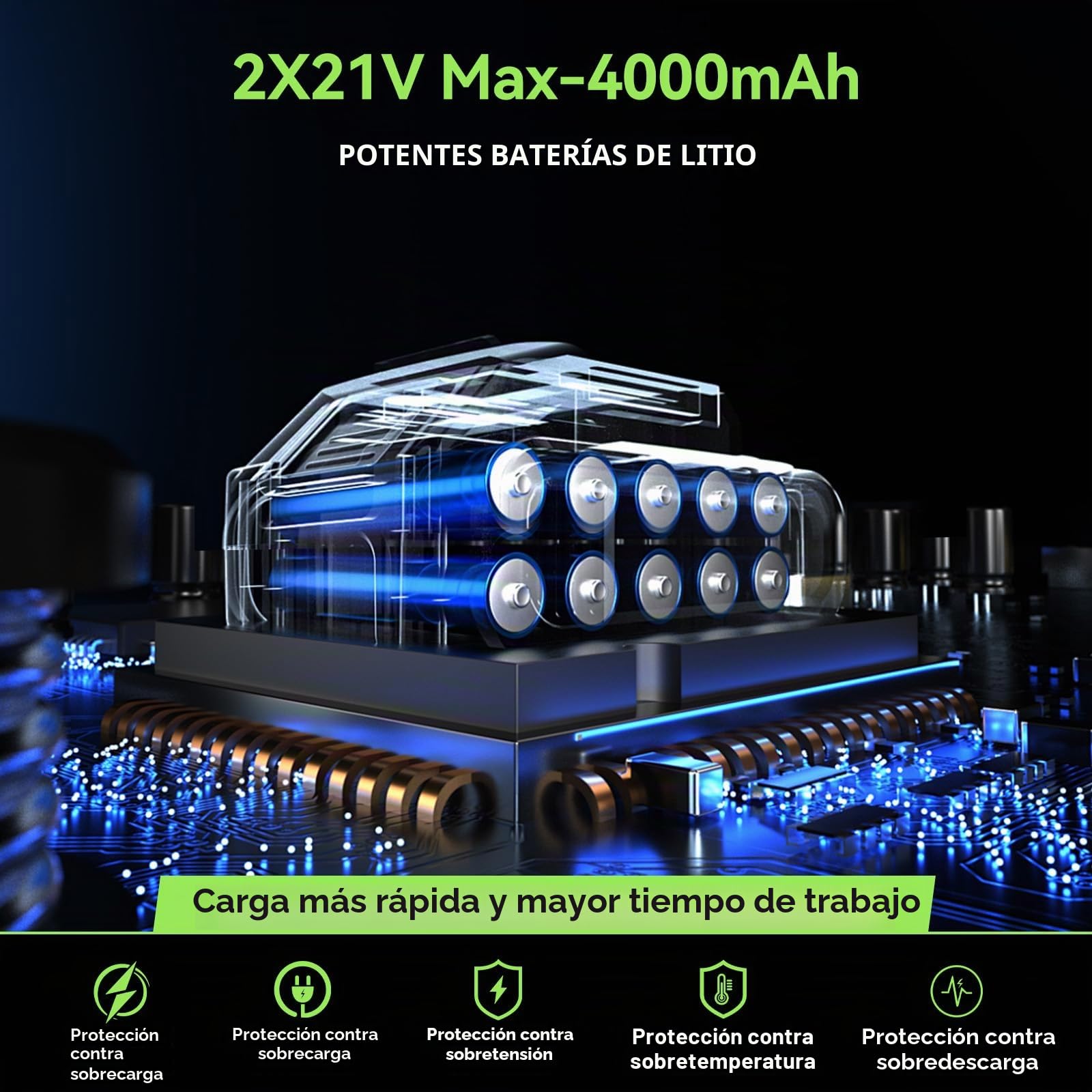 Tijeras de Podar Eléctricas con Pértiga Telescópica 2 m 30/40 mm | Cabezal giratorio 180°, pantalla de batería, perfecta para olivos, frutales y viñedos