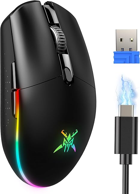 Razer Amplía la Línea Phantom con la Versión Transparente Phantom White 8 71LGnW+stvL. AC SX466 TECKNET Wireless Gaming Mouse Rechargeable - 8000 DPI, Long-Lasting 100Hrs Battery, RGB Backlit, 6 Programmable Buttons, Dual Connectivity (2.4G + USB-C) for PC, Mac, Laptop - Black