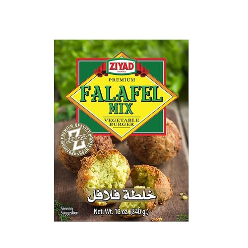 Ziyad Falafel - Mezcla en seco sin gluten vegano sin OMG sin aditivos sin conservantes ideal para hacer hamburguesas y aperitivos vegetales 12 onzas Ziyad Falafel - Mezcla en seco sin gluten vegano sin OMG sin aditivos sin conservantes ideal para hacer hamburguesas y aperitivos vegetales 12 onzas