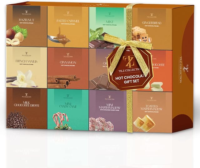 Hot Chocolate Gift Set - 12 Pack Premium Hot Chocolate Drinks with Various Flavours Selections - Luxury Hot Chocolate Gift Set - Hot Chocolate Set for Kids and Adult