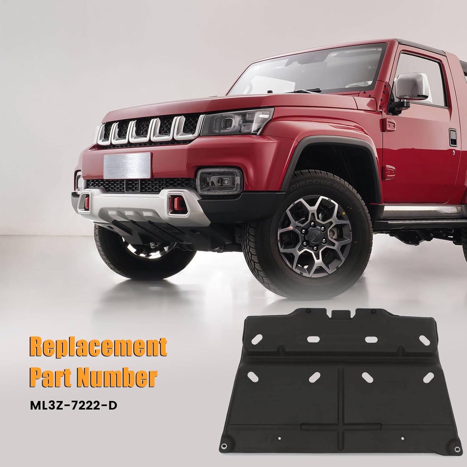 Splash Panel Shield Under Diaper Gas Motor Compatible with 2015-2020 Ford F150 with Gasoline Engine (Not Fit Raptor Model/Not Fit 3.0L Diesel) ML3Z-7222-D Black
