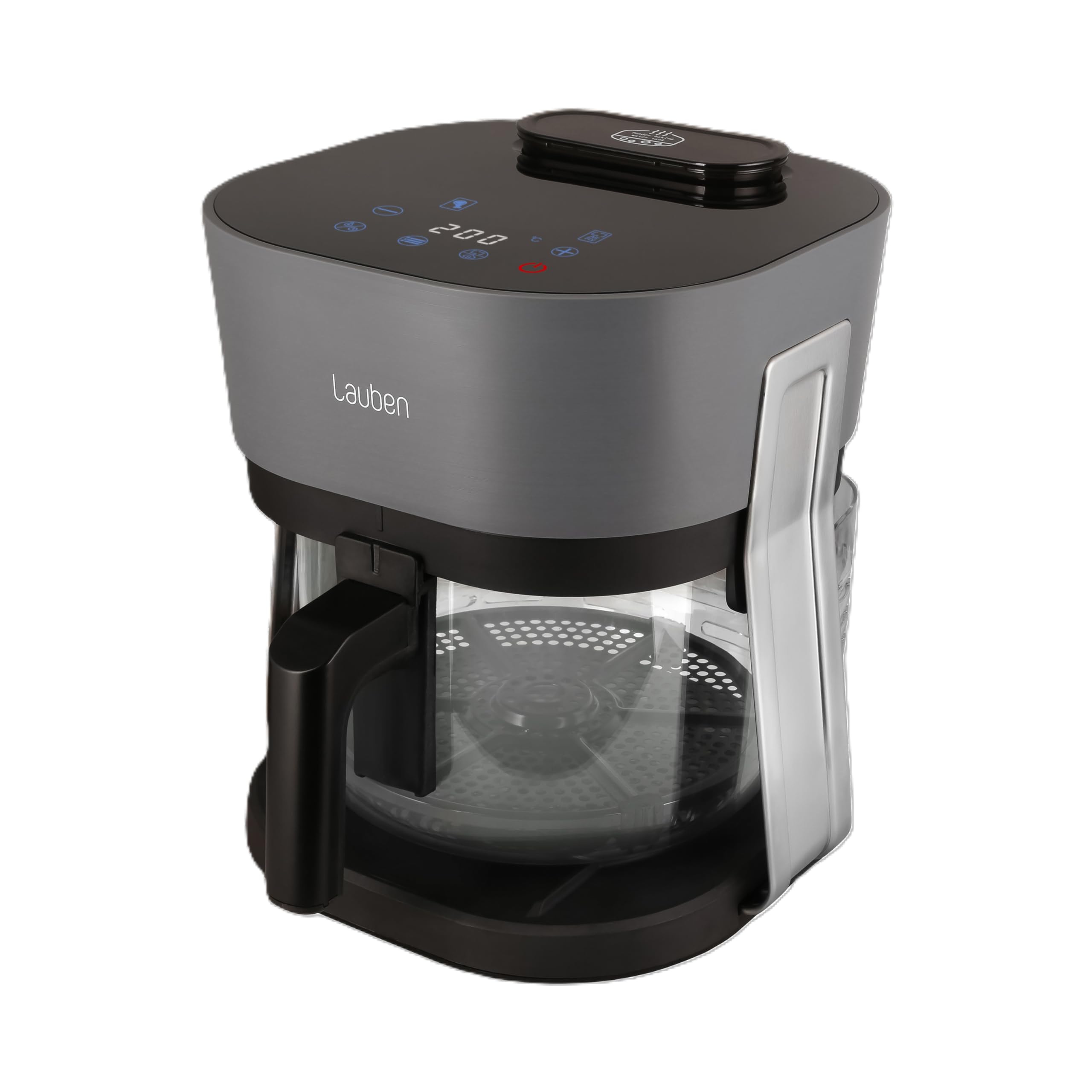 Lauben Freidora de aire 4500BG Glass&Steam - Cesta de cristal, función de vapor, 8 programas, ajuste manual, apta para lavavajillas