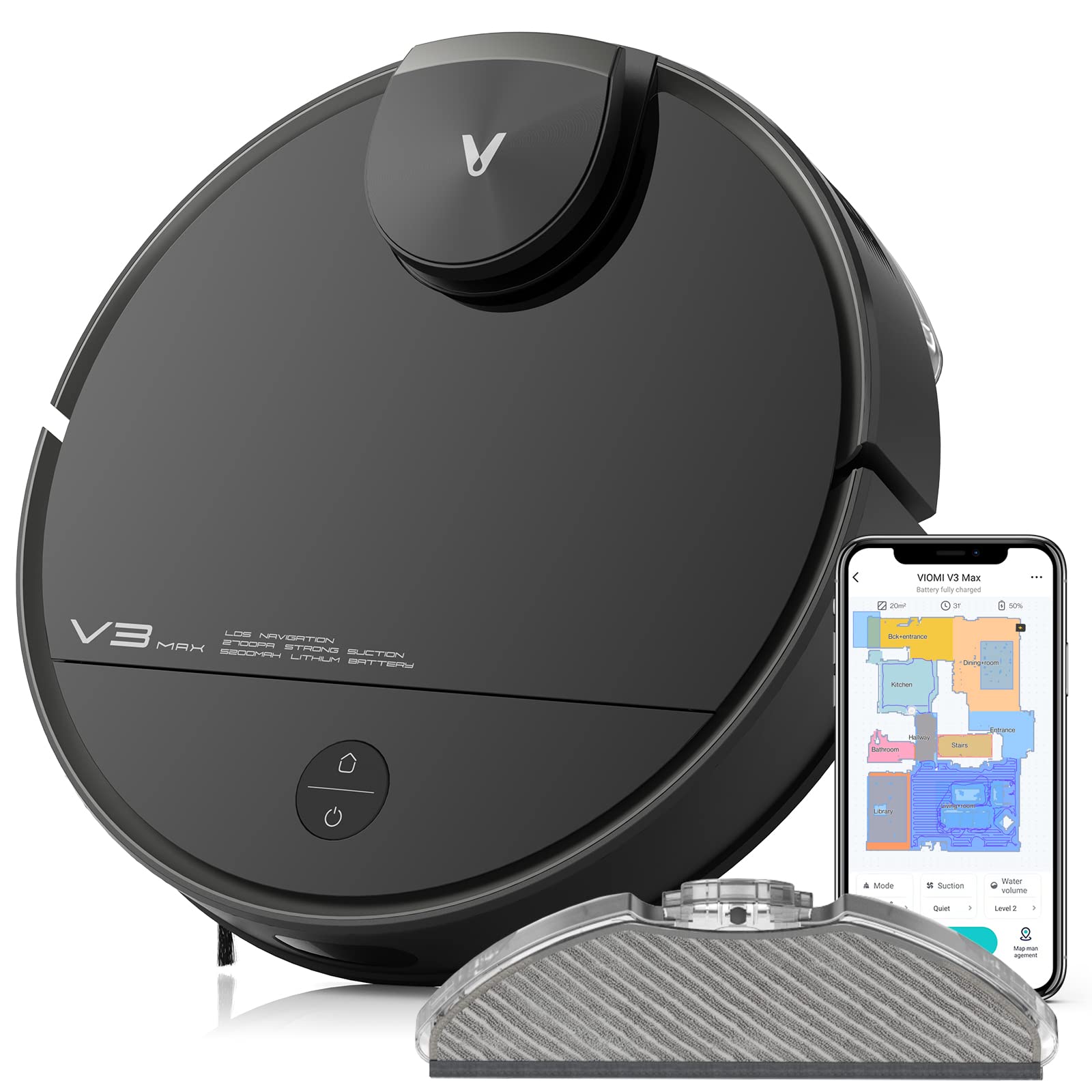 Buy VIOMI V3 Max Robot Vacuum and Mop, 3 in 1, 300mins, 5200mAh, 2700Pa