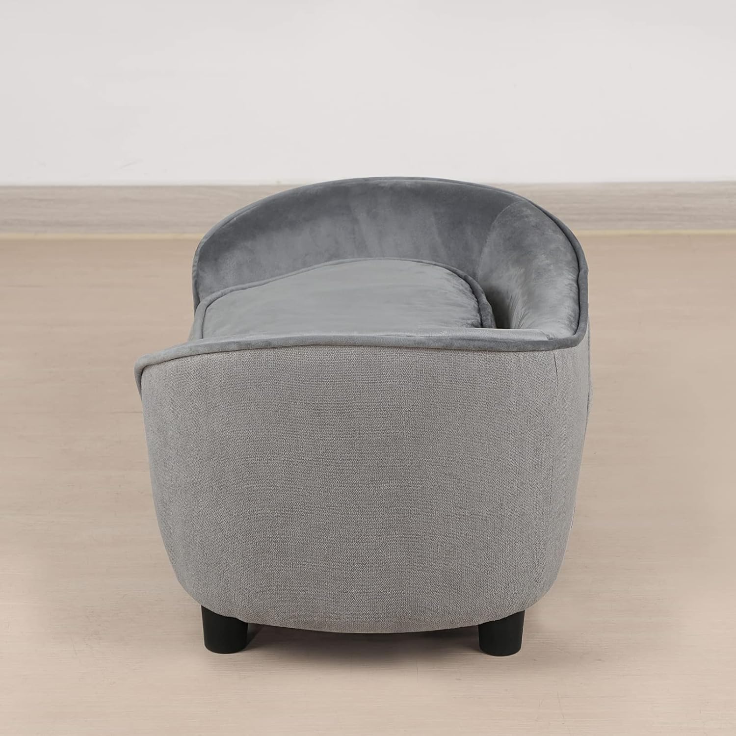 Pet Sofa Bed, Velvet & Linen Fabric Pet Couch Chair with Removeable & Washable Cushion for Small Dogs Cats (Light Gray) : Pet Supplies