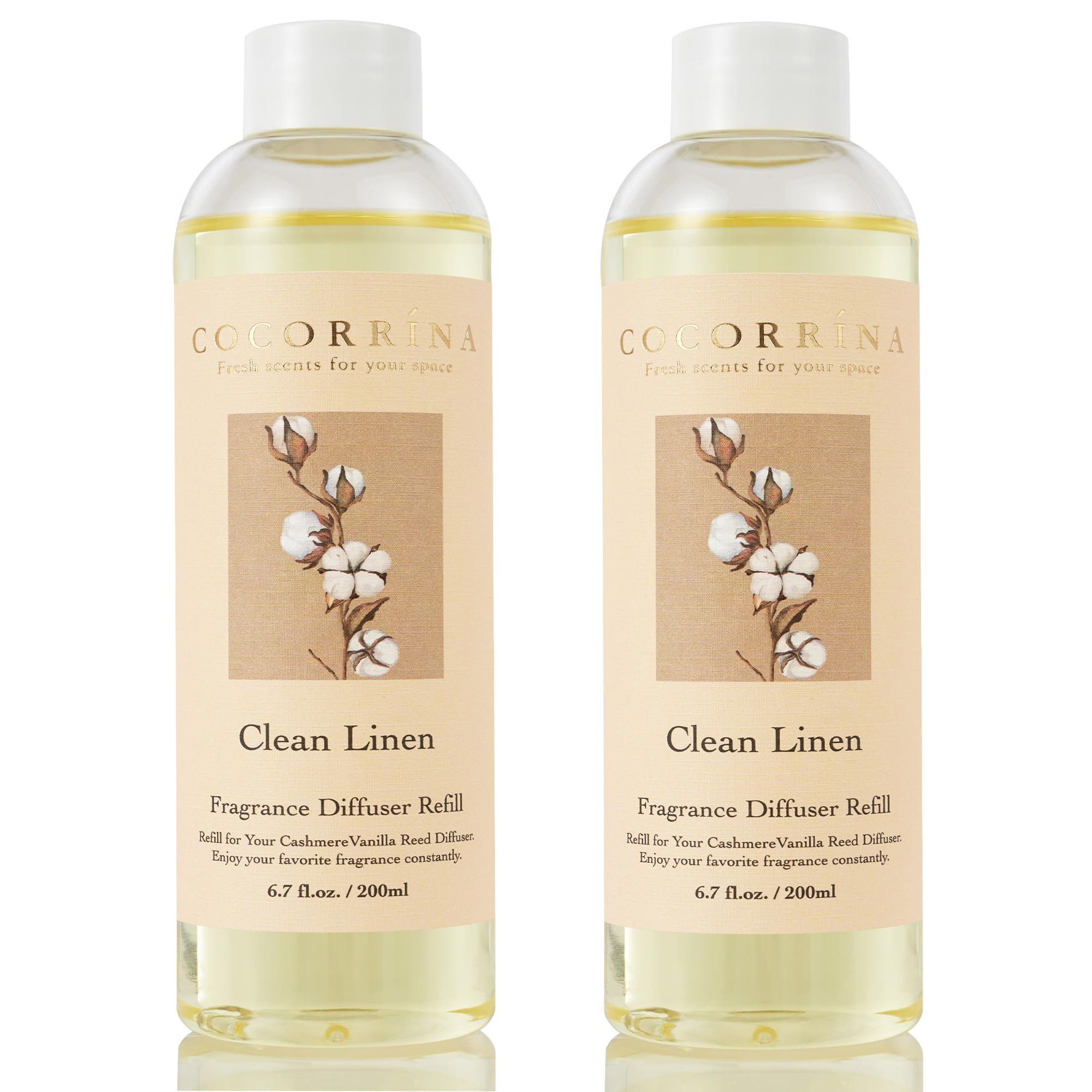 Cocorrína Reed Diffuser Refill - Clean Linen 2-Pack