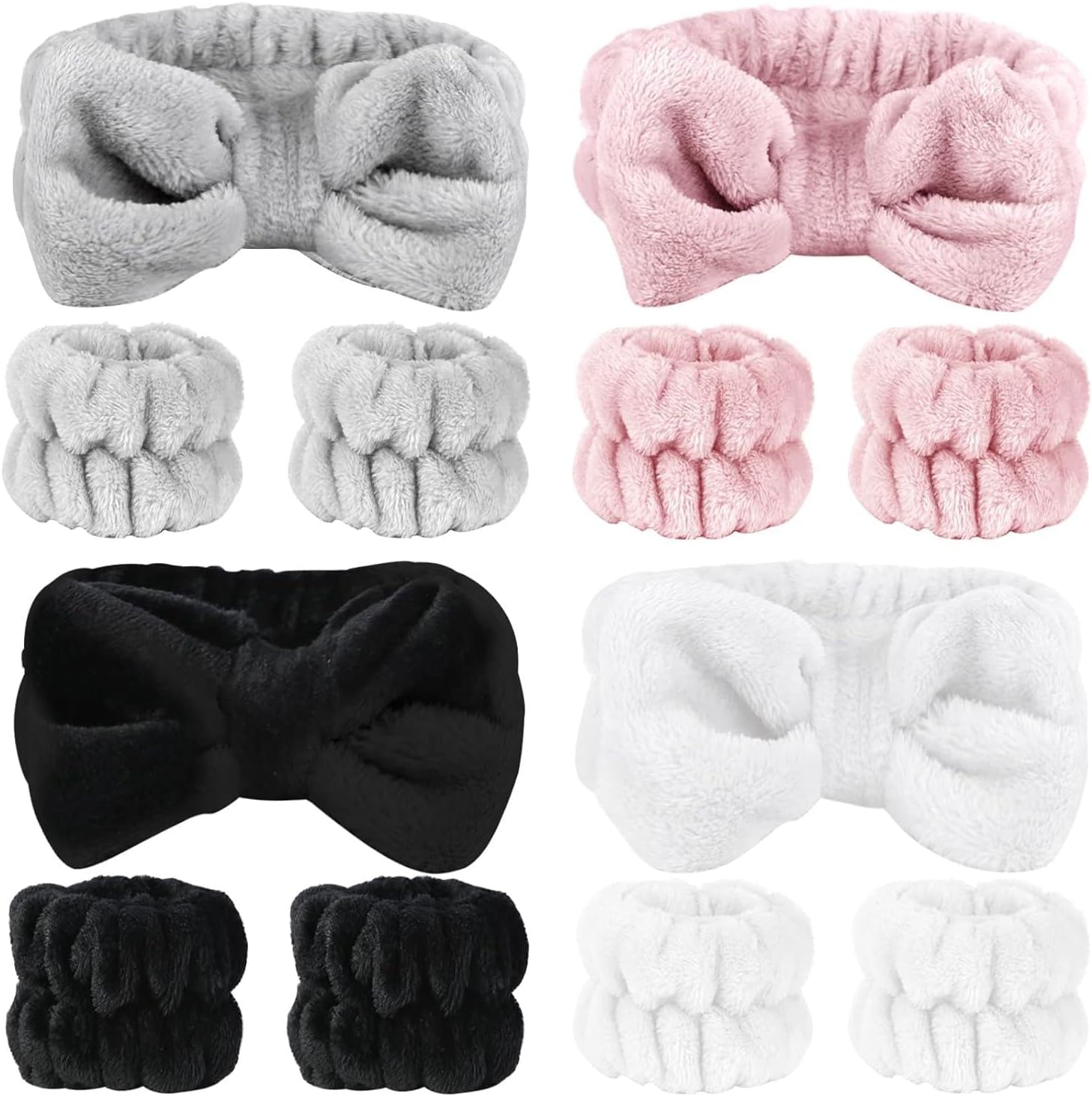 Yelajoy 12-Piece Spa Headbands Set – Soft Microfiber Face Wash & Skincare Headbands for Women & Girls (4 Colors, Wristbands Included)