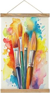 zxxpensy Four Oil Painting Brushes Canvas Painting Wood Frames Poster, Hanger Hanging Picture Kit for Artwork Wall Art Decor