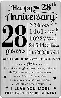 28 Year Wedding Anniversary Card - 28th Wedding Anniversary Card - Happy 28 Years Anniversary Decoration Sweet Gifts for Husband Wife