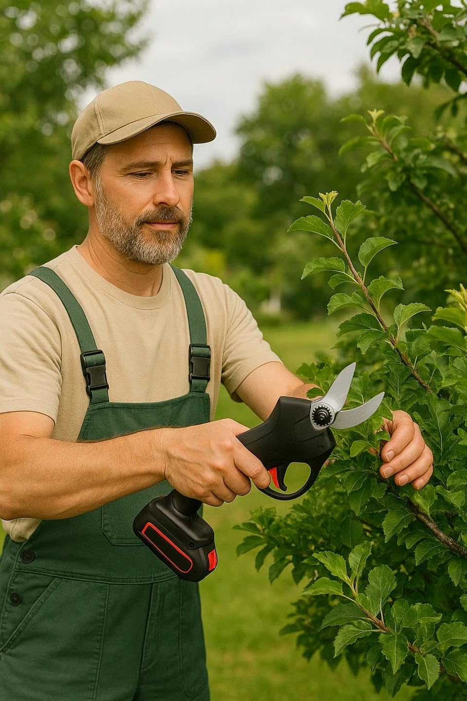 Girox - Akku Astschere 21V - elektrische Gartenschere für Äste bis 30 mm - kabelloser Akku Sekateur Set mit 2x Li-Ion Akku 2,0 Ah - präzise Stahlklinge - Ladegerät Koffer Zubehör für Garten Obstbäume