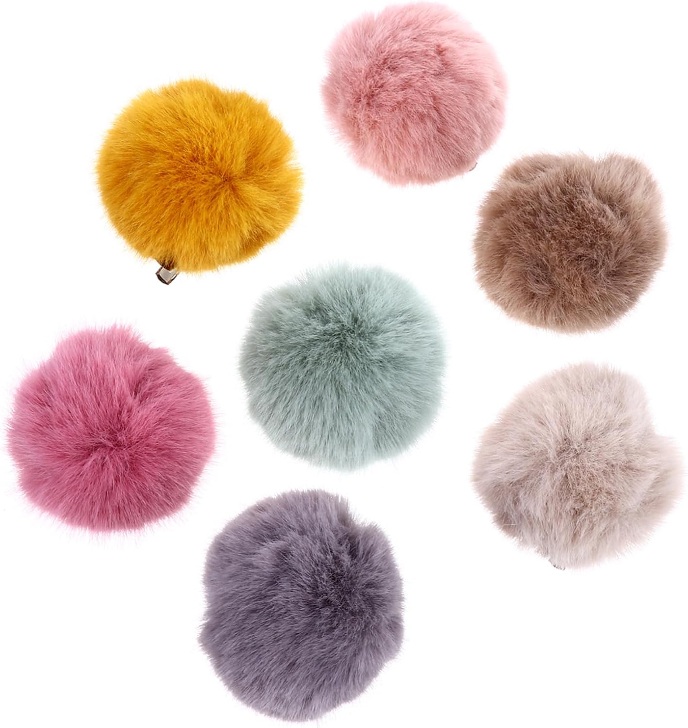 7Pcs Artificial Fur Pom Pom Brooch Hairpin Decorative Accessories